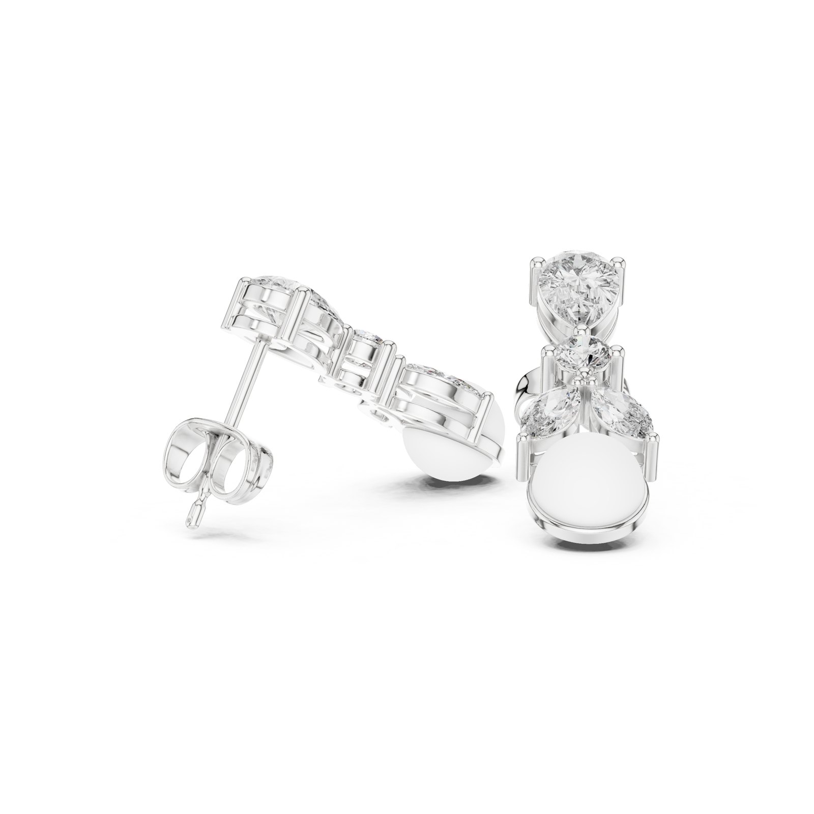 Claudina Pear and Pearl Drop Earrings in white gold