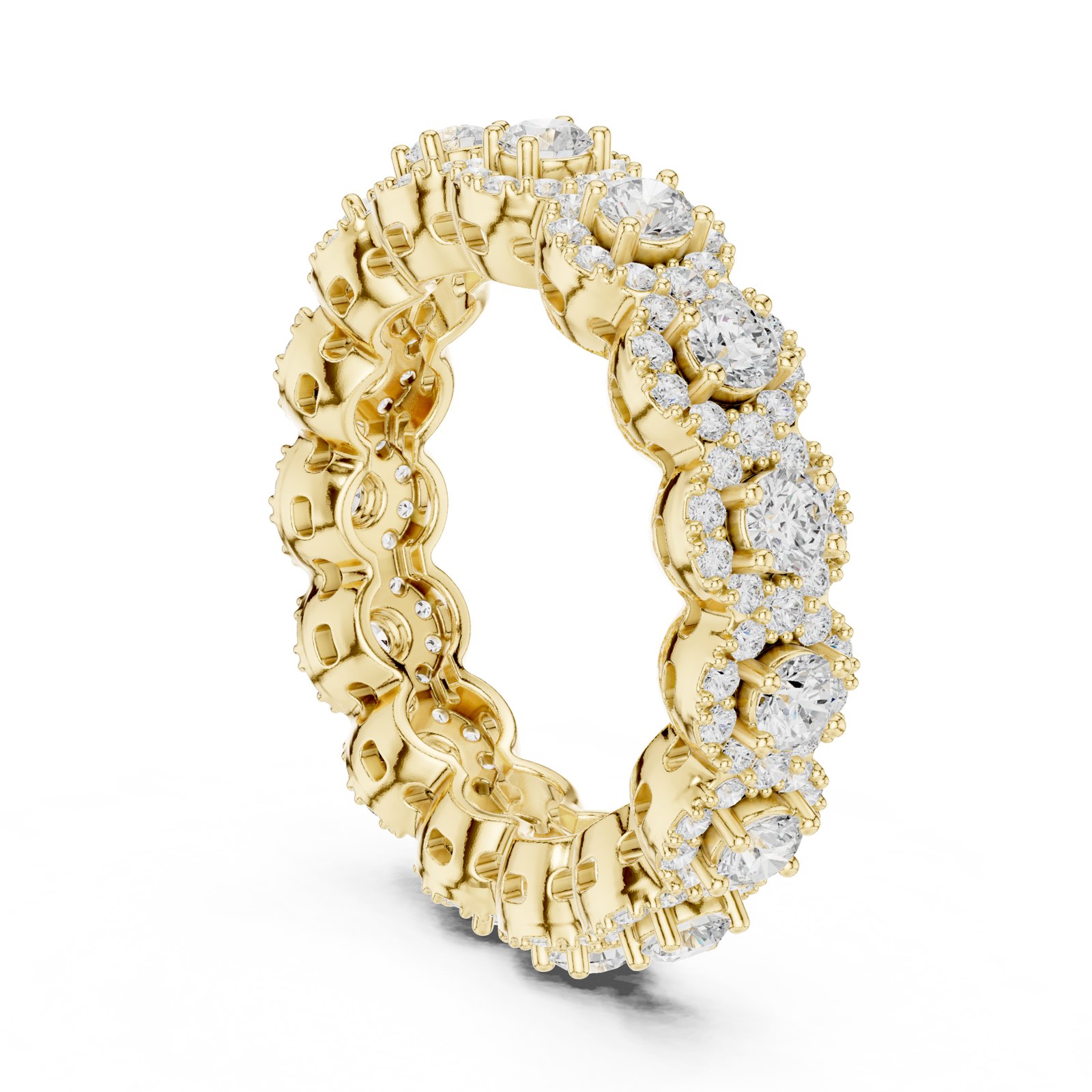 Inka Round Halo Eternity Band in yellow gold
