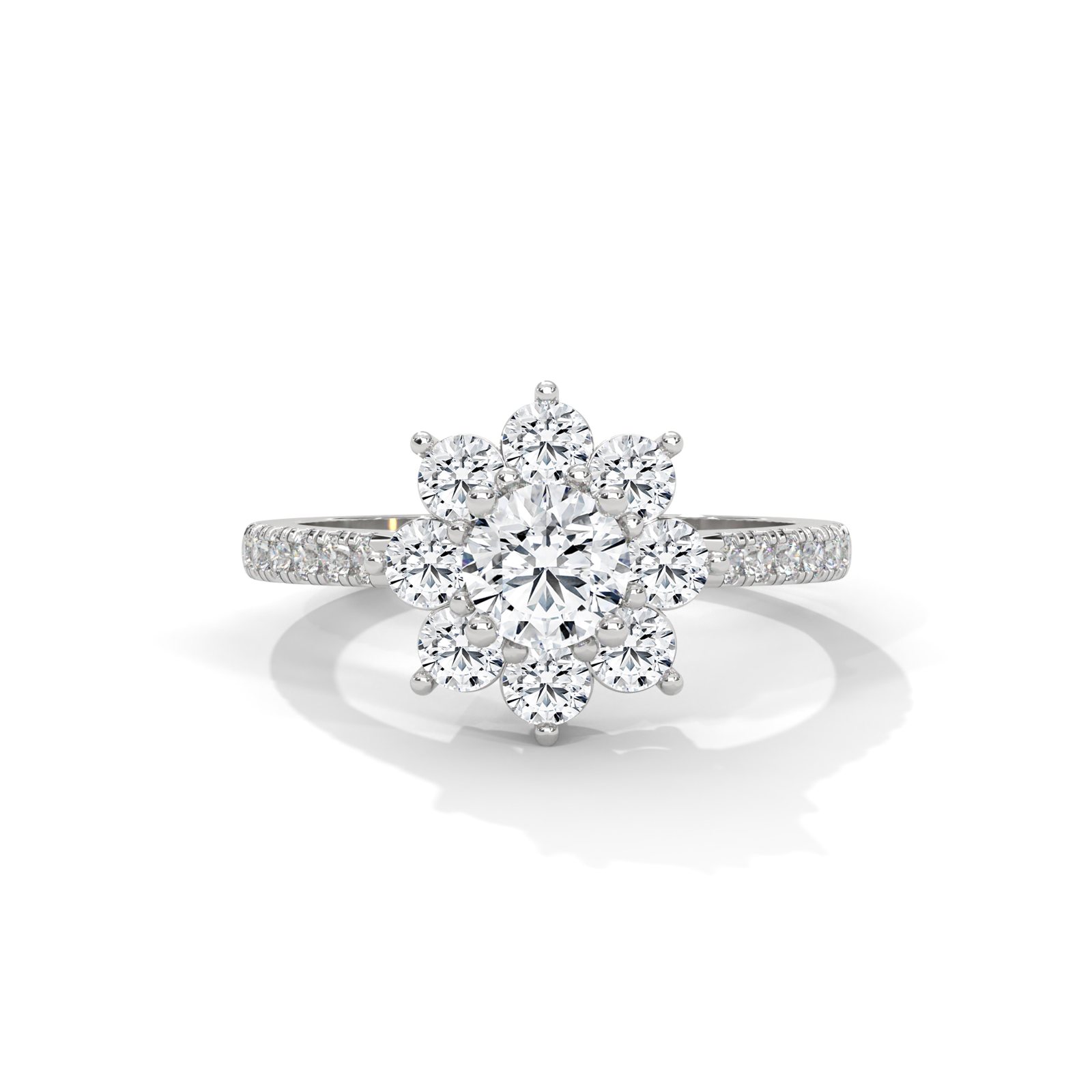 Round Flower Cluster Halo Ring
