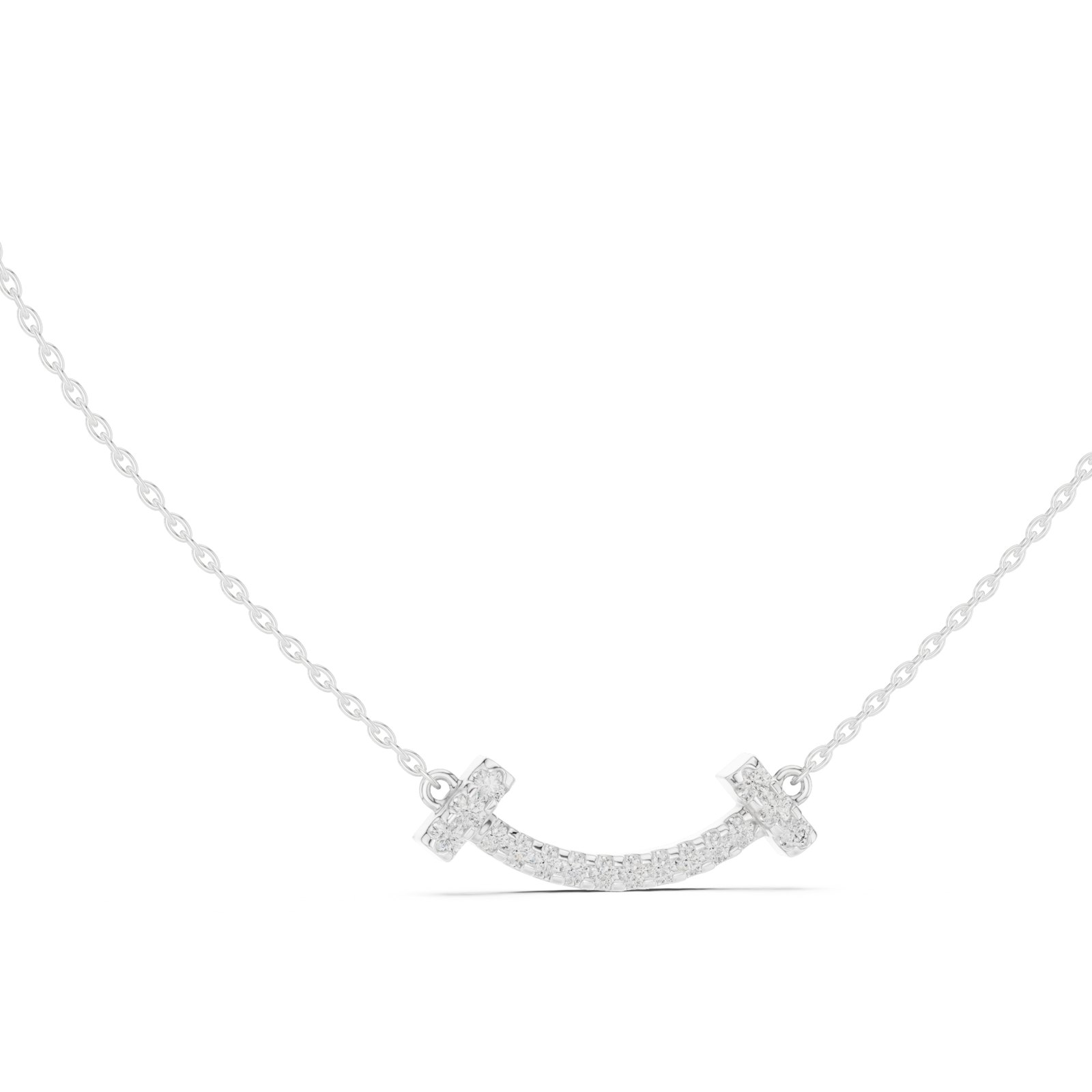 Rima Curved Smile Bar Diamond Pendant in white gold