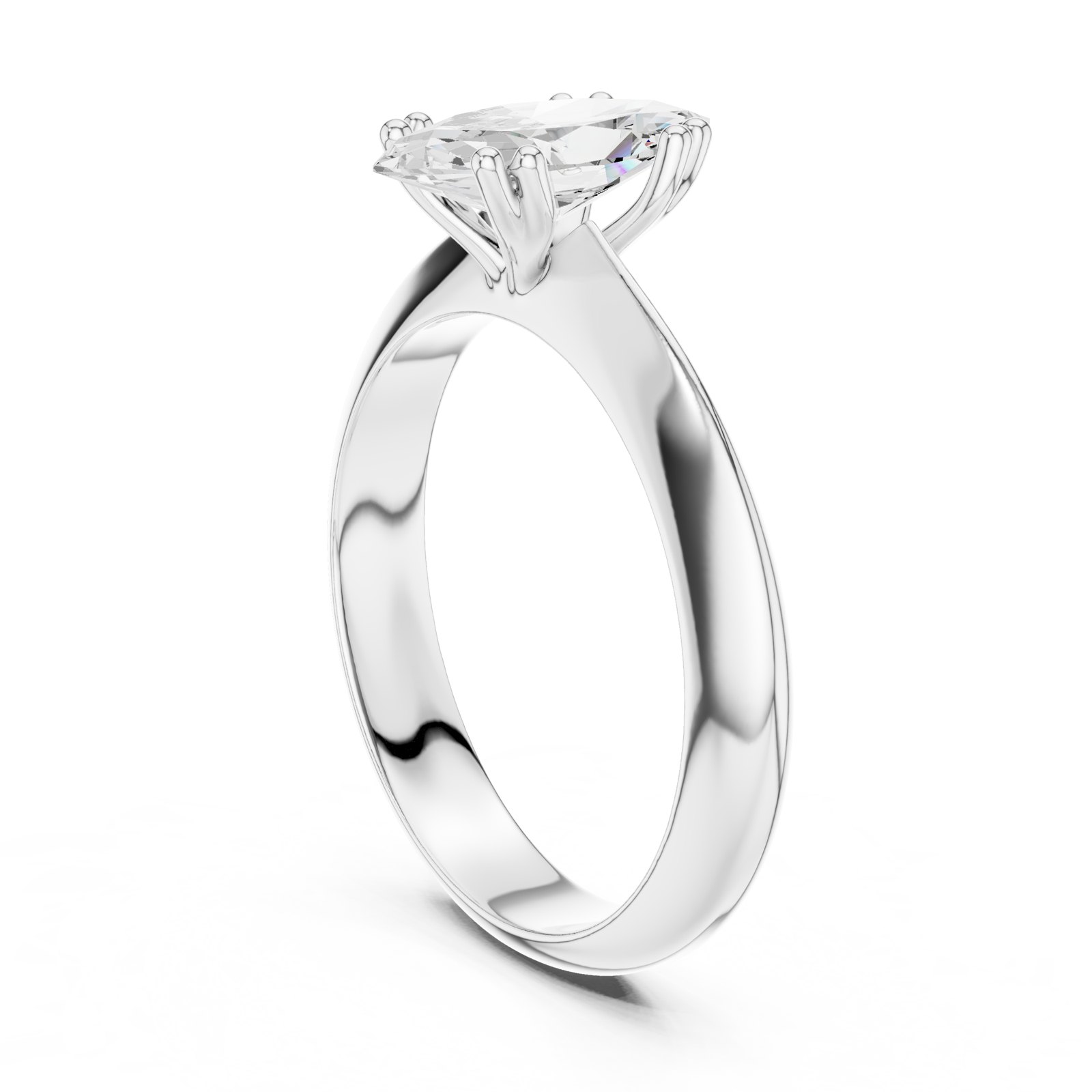 Keira Marquise Knife-Edge Solitaire Engagement Ring in white gold