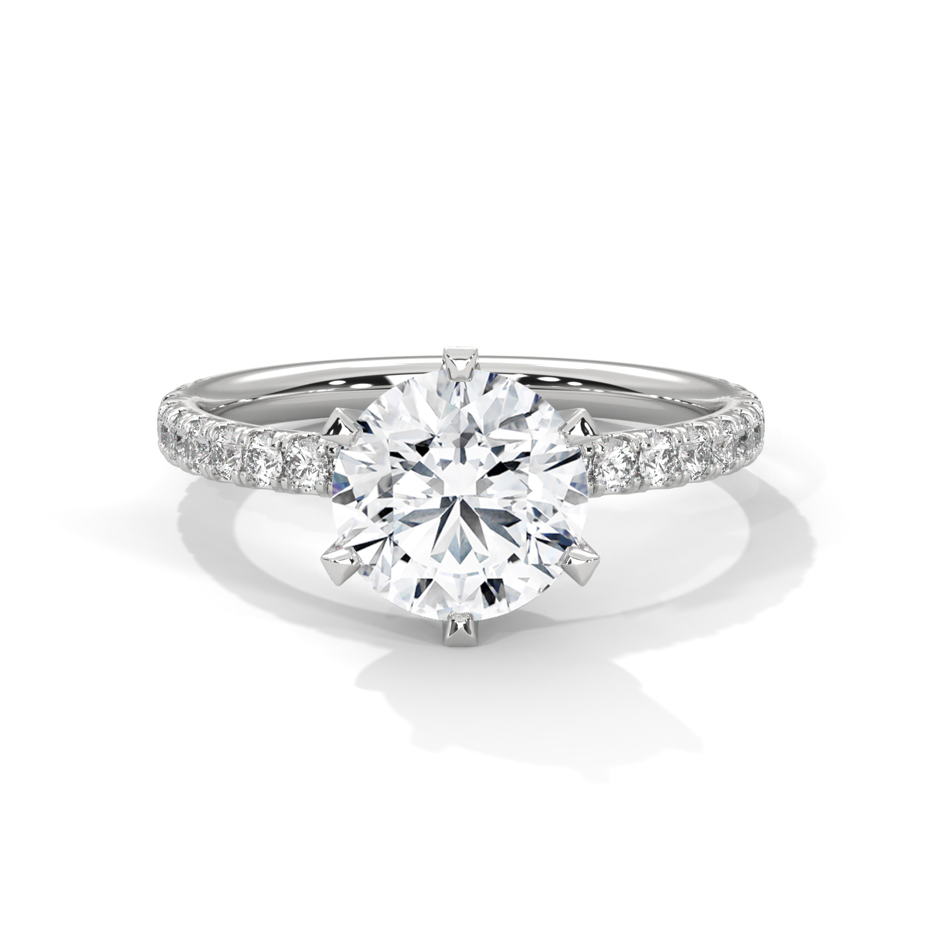 Round Six-Prong Slim Pavé Ring