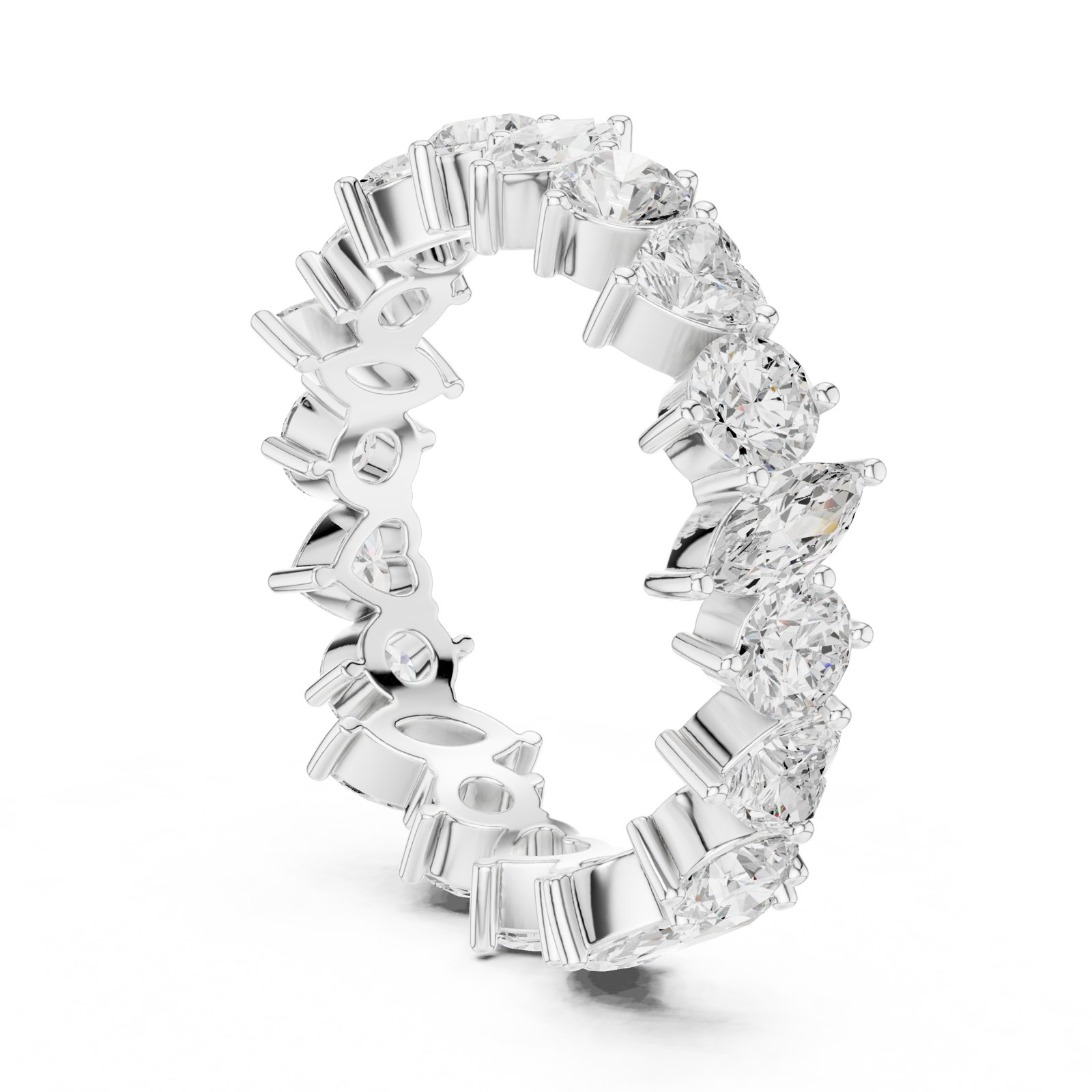 Iulia Mixed Shape Heart, Marquise and Round Eternity Band in white gold