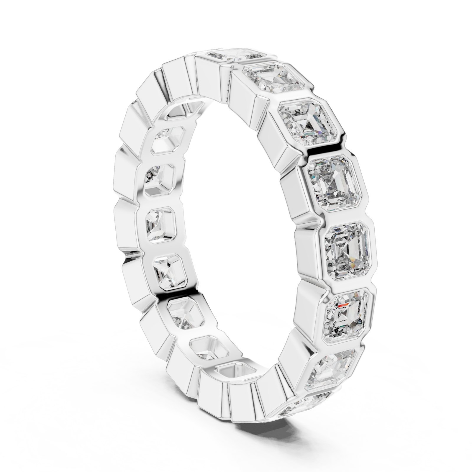 Soleil Asscher Cut Bezel Eternity Band in white gold