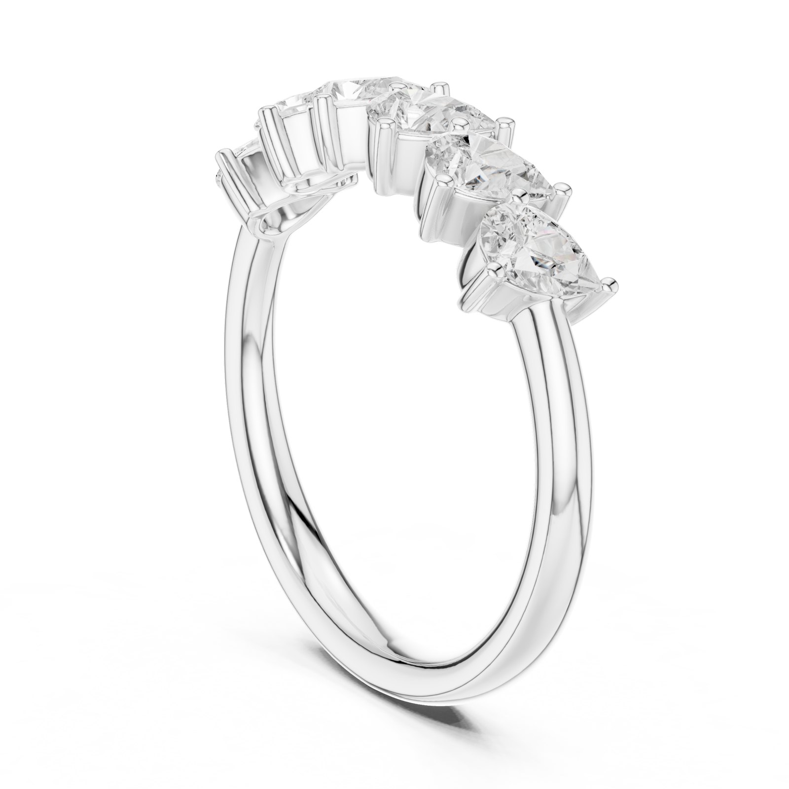 Zia Pear Cut Half Eternity Band in white gold