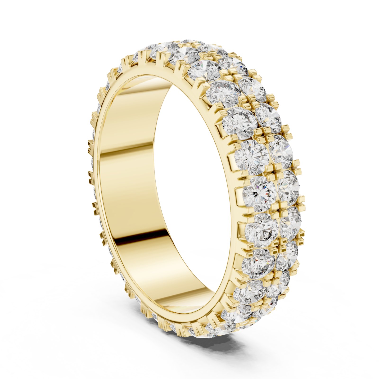 Imelda Wide Double Row Pavé Eternity Band in yellow gold