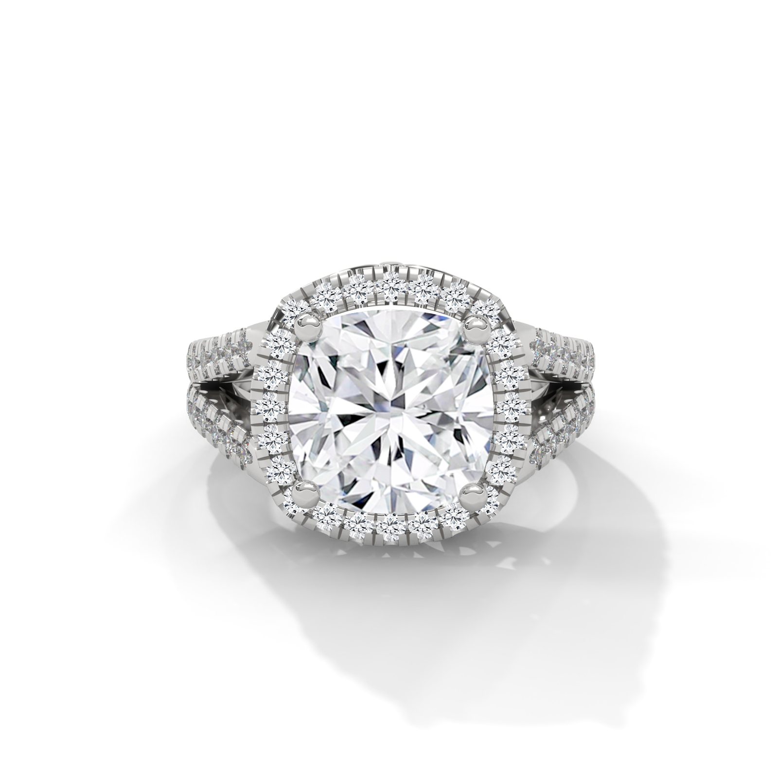 Cushion Halo Split-Shank Diamond Ring