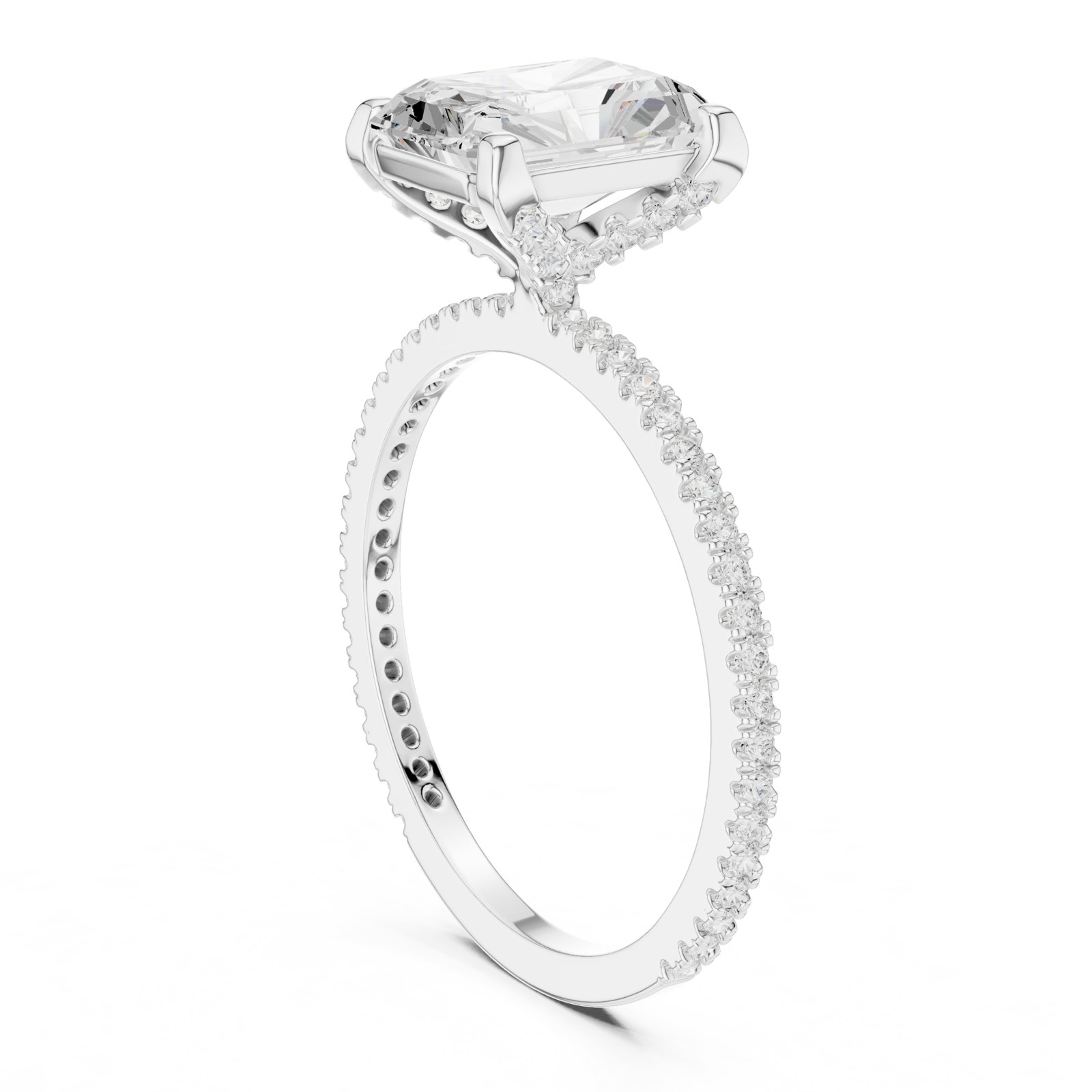 Juliet Radiant Hidden Halo Pavé Engagement Ring in white gold
