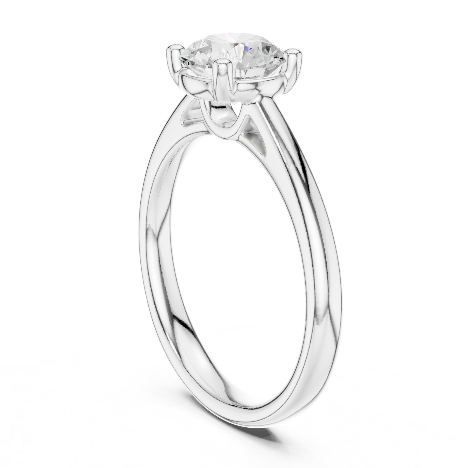 Dalila Round Solitaire Engagement Ring with Hidden Gallery in white gold