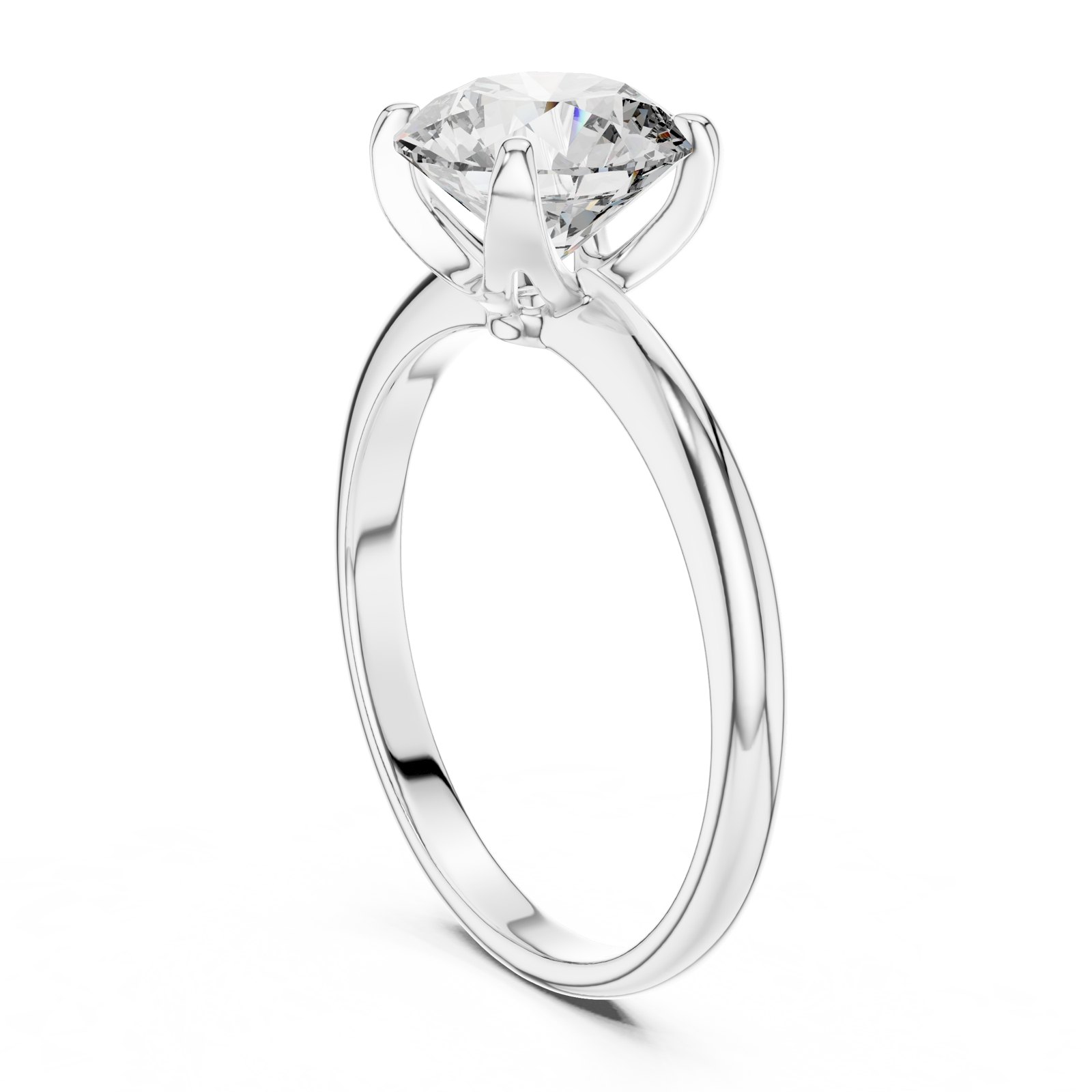 Aglaia Classic Round Solitaire Engagement Ring with Gallery Detail in white gold