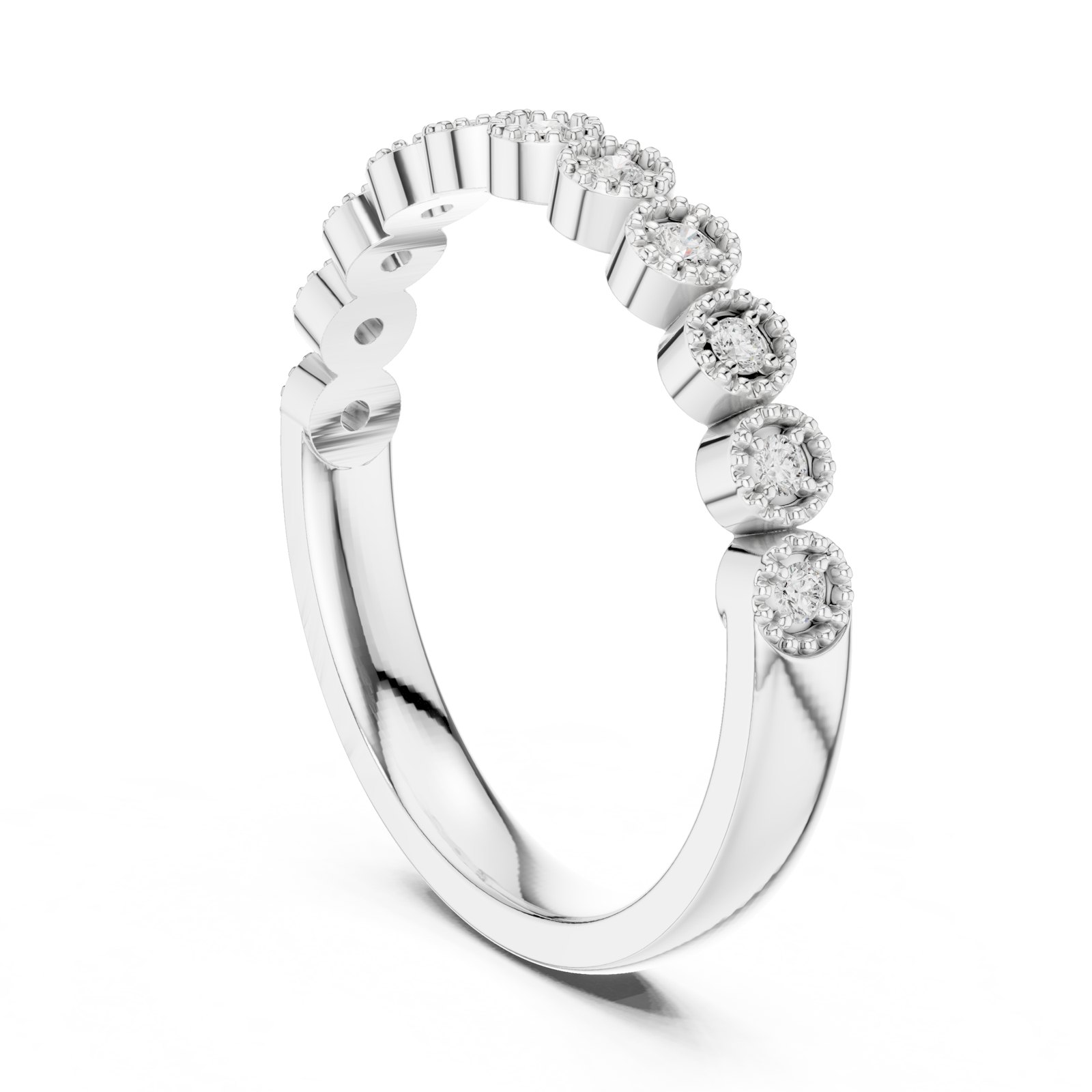 Irini Milgrain Bezel Half Eternity Band in white gold
