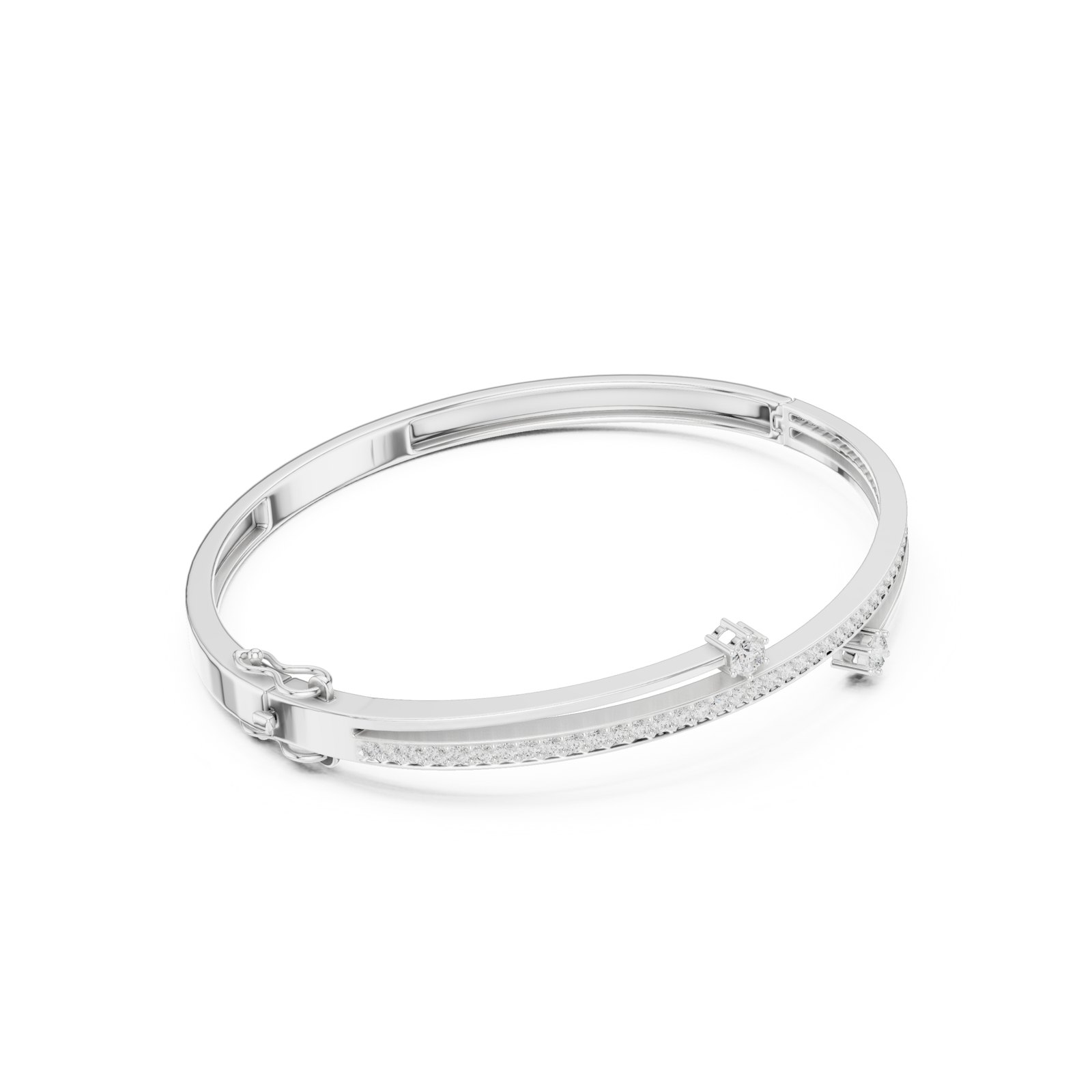Birgitta Split Band Pavé Diamond Bangle in white gold