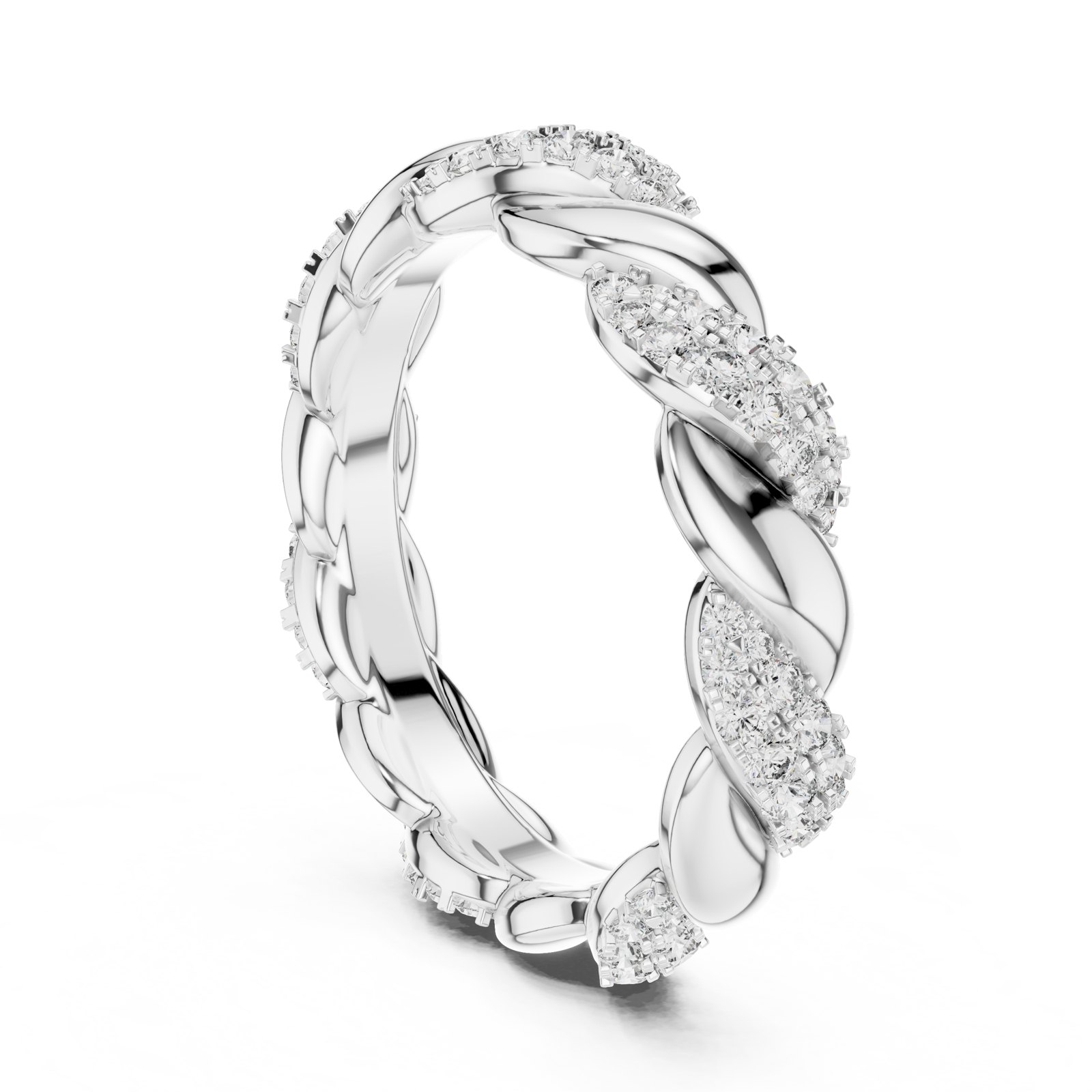 Roxanne Twisted Pavé Wedding Band in white gold