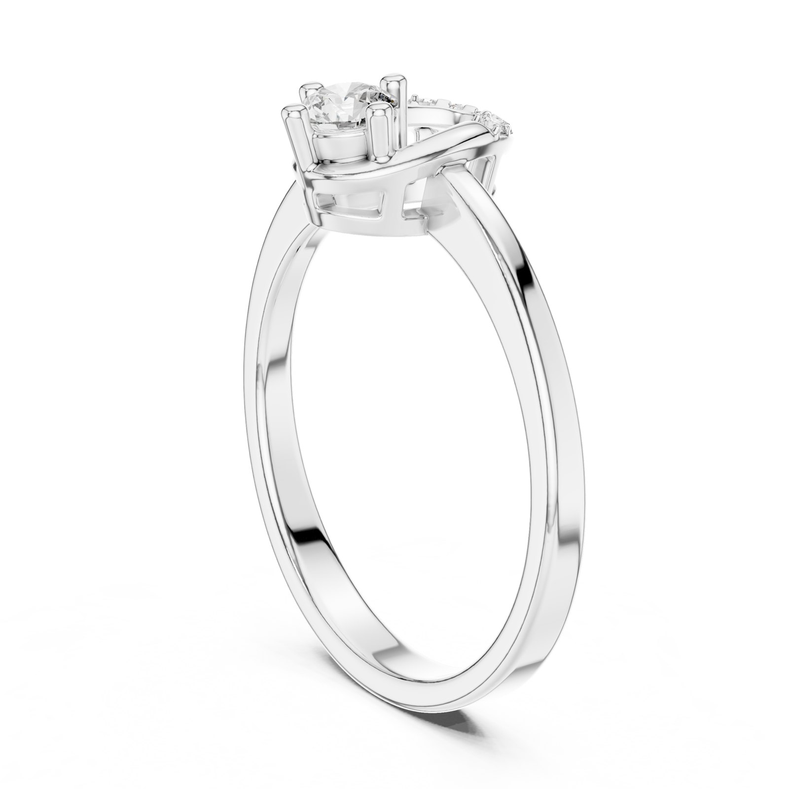 Charlotte Open Oval Frame Ring with Round Diamond in white gold
