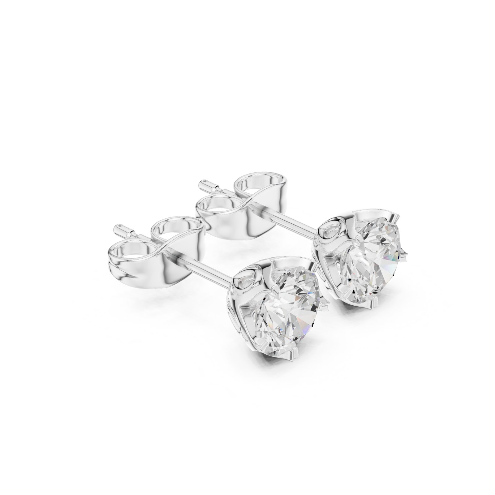 Aubriana Round Solitaire Stud Earrings with Petal Gallery in white gold
