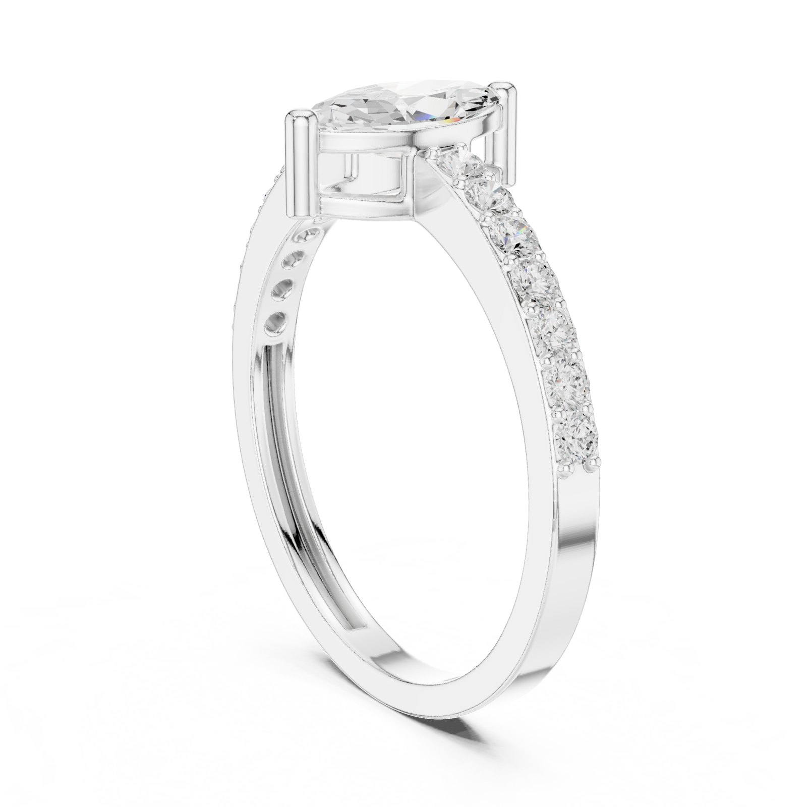 Kalina Marquise Pavé Solitaire Engagement Ring in white gold