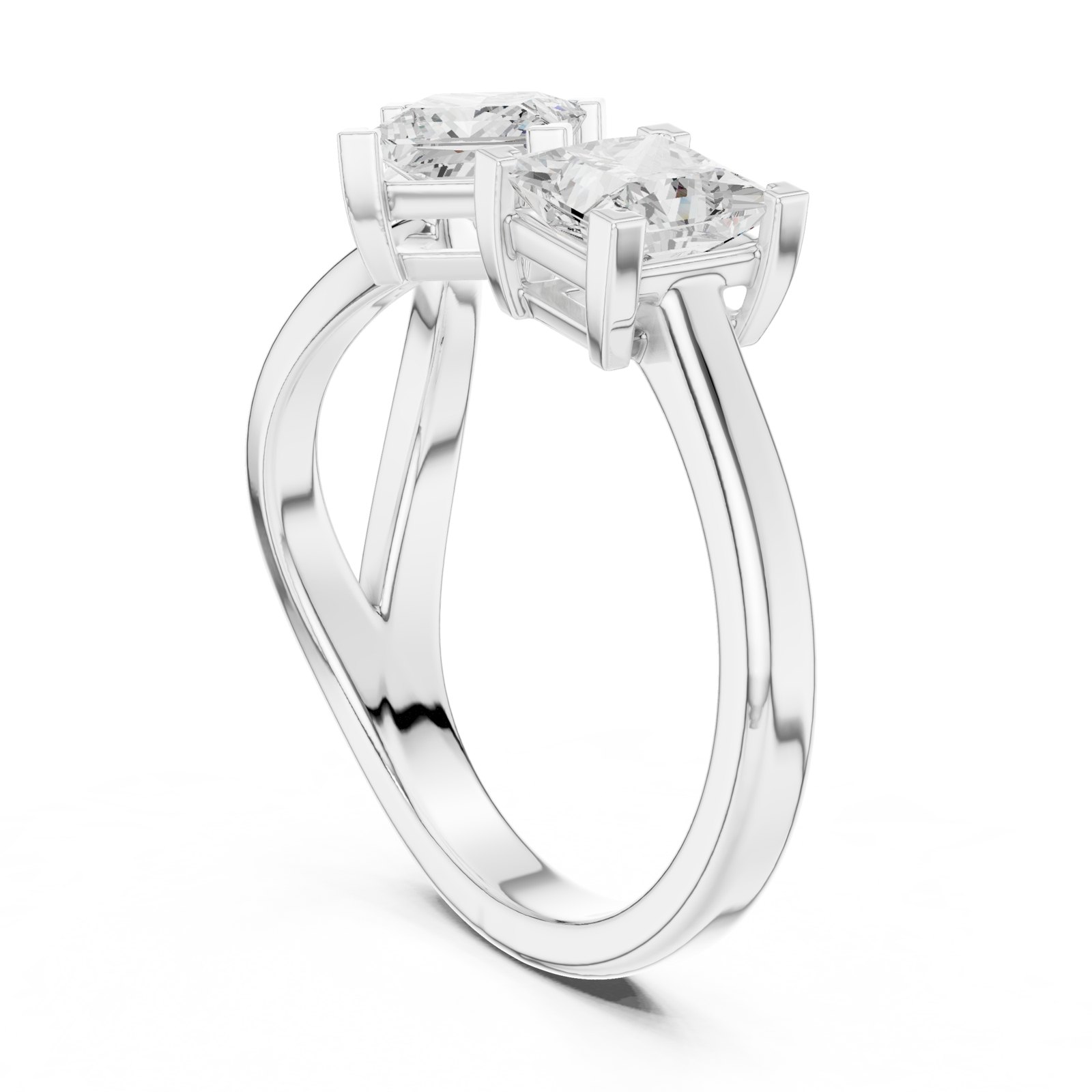 Ursula Princess Toi Et Moi Ring with Crossover Band in white gold