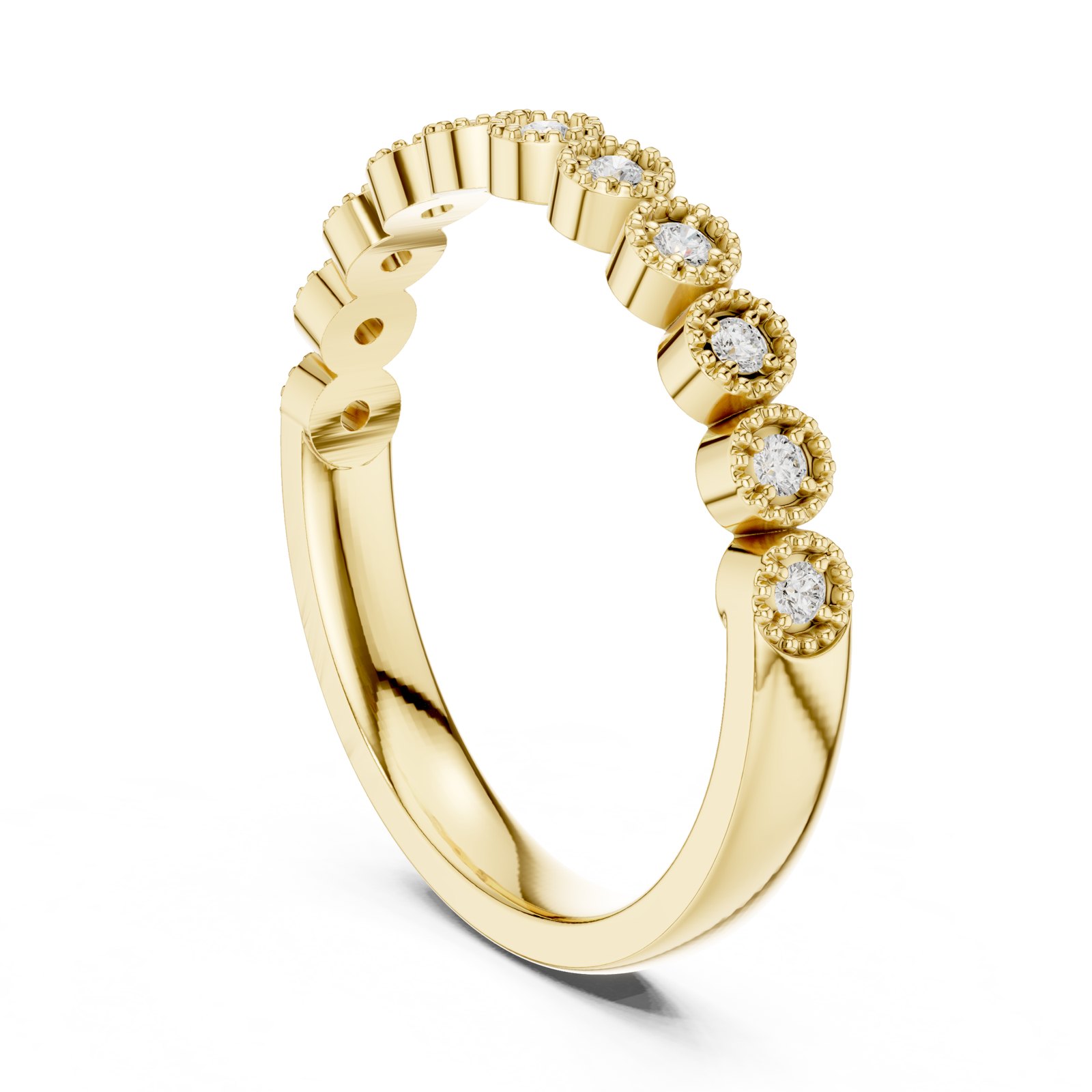 Irini Milgrain Bezel Half Eternity Band in yellow gold