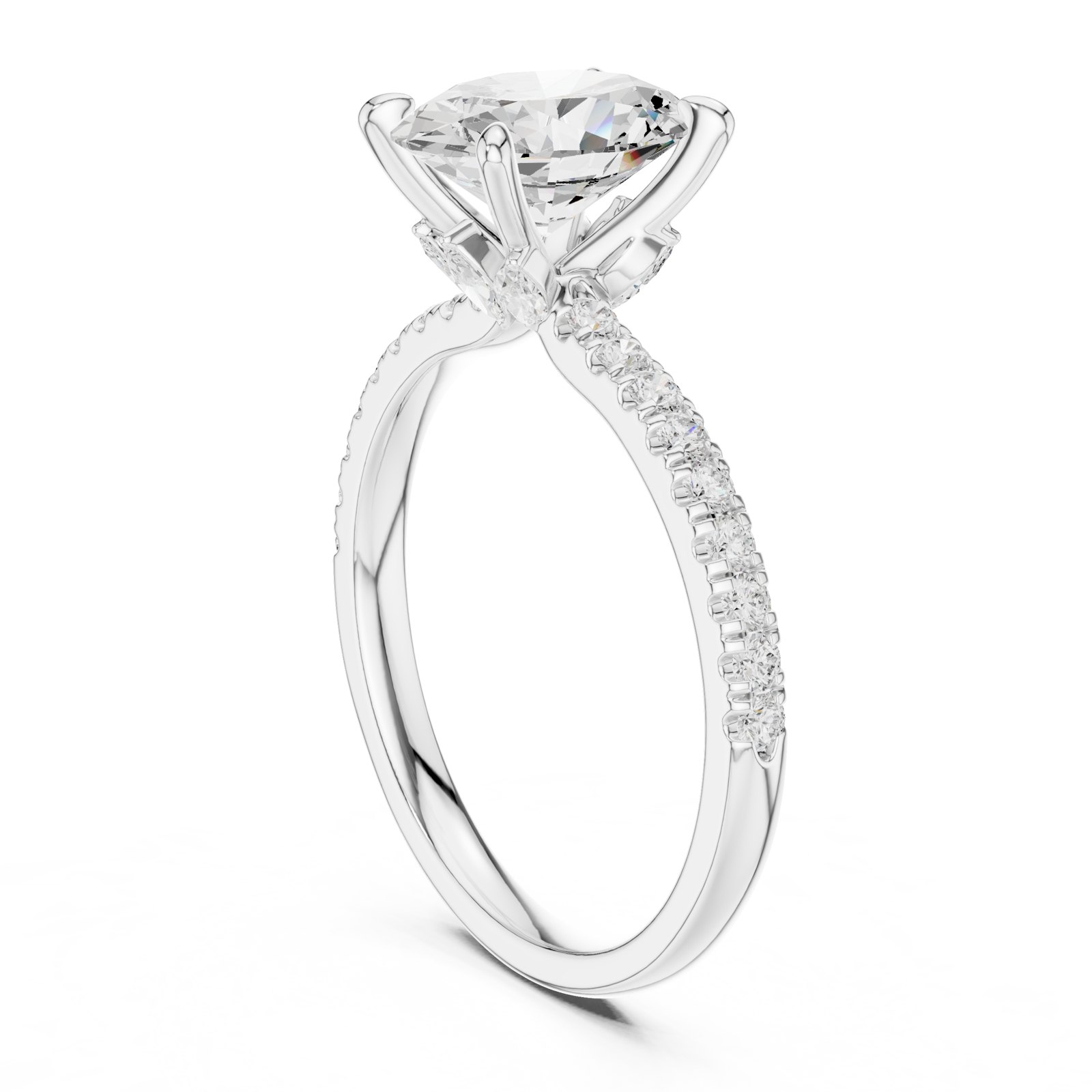 Faye Oval Twist Pavé Engagement Ring in white gold