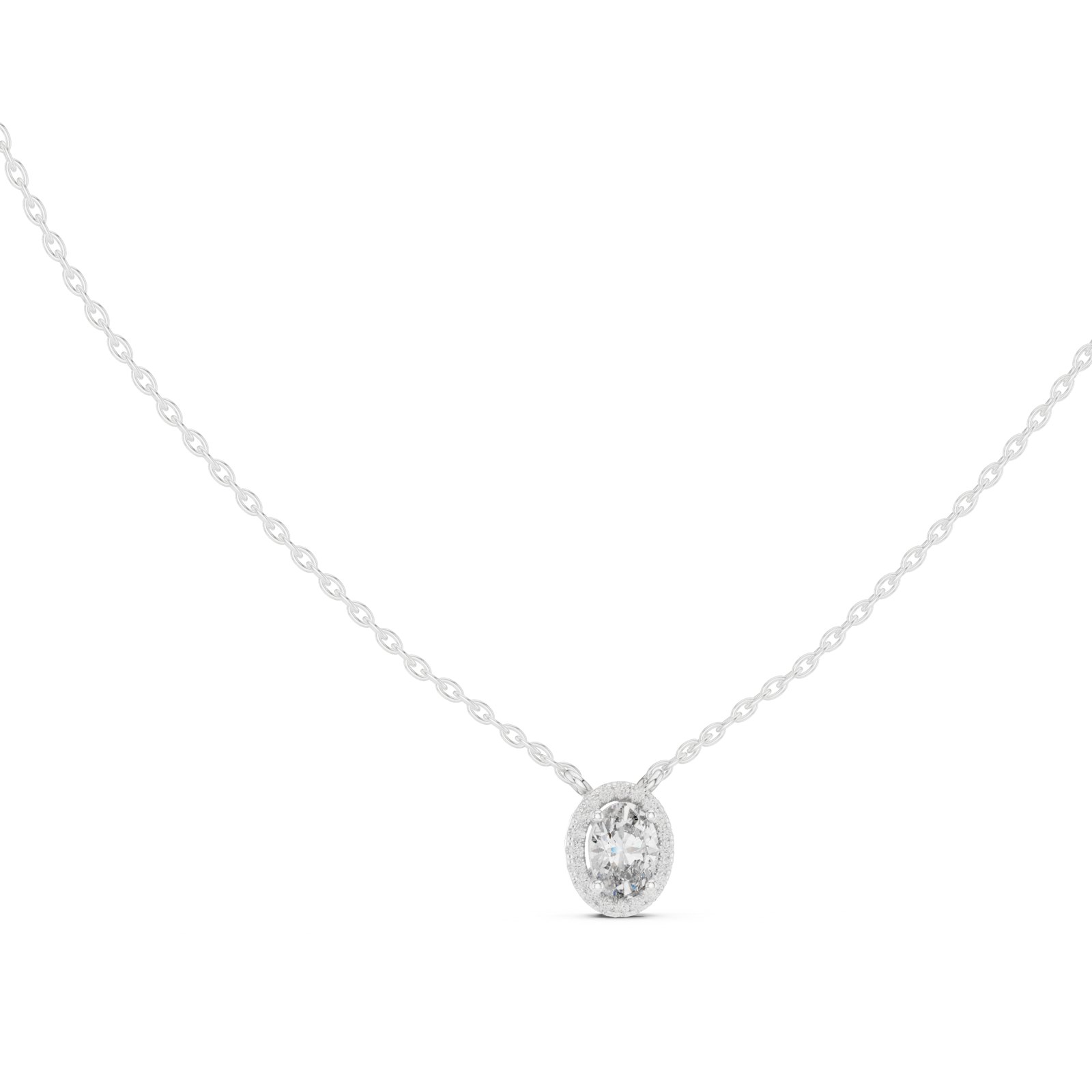 Avelyne Petite Oval Halo Slide Pendant in white gold