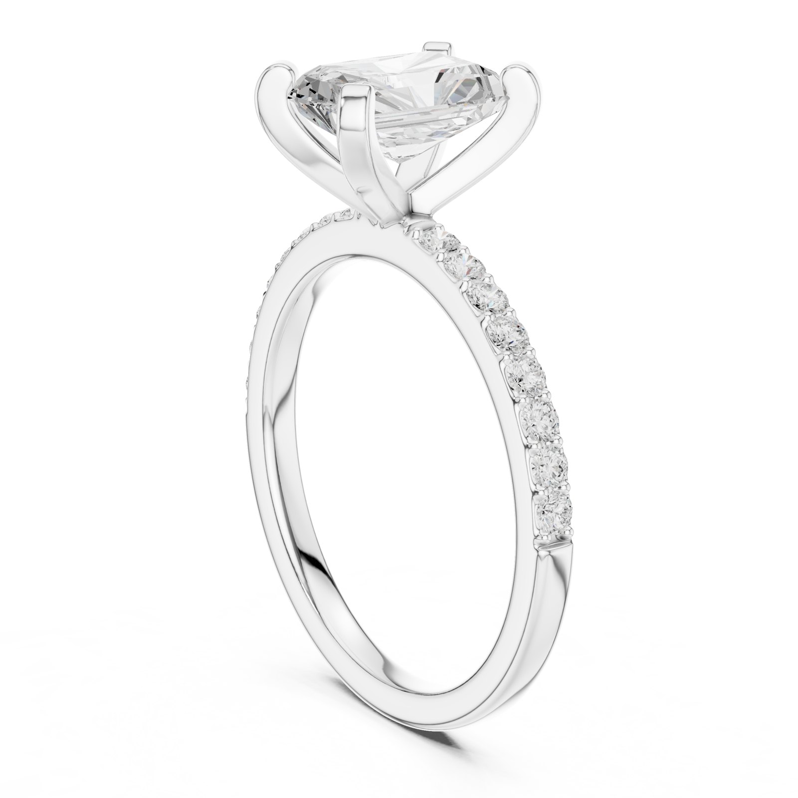 Elle Radiant Pavé Solitaire Engagement Ring in white gold