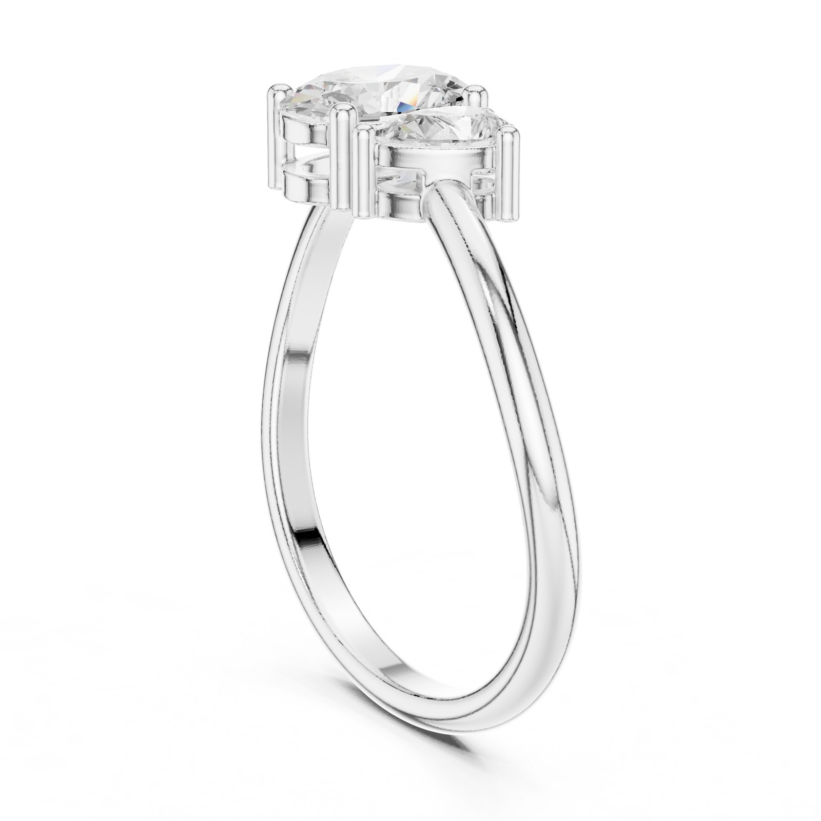 Rosalinde Oval and Pear Toi Et Moi Engagement Ring in white gold