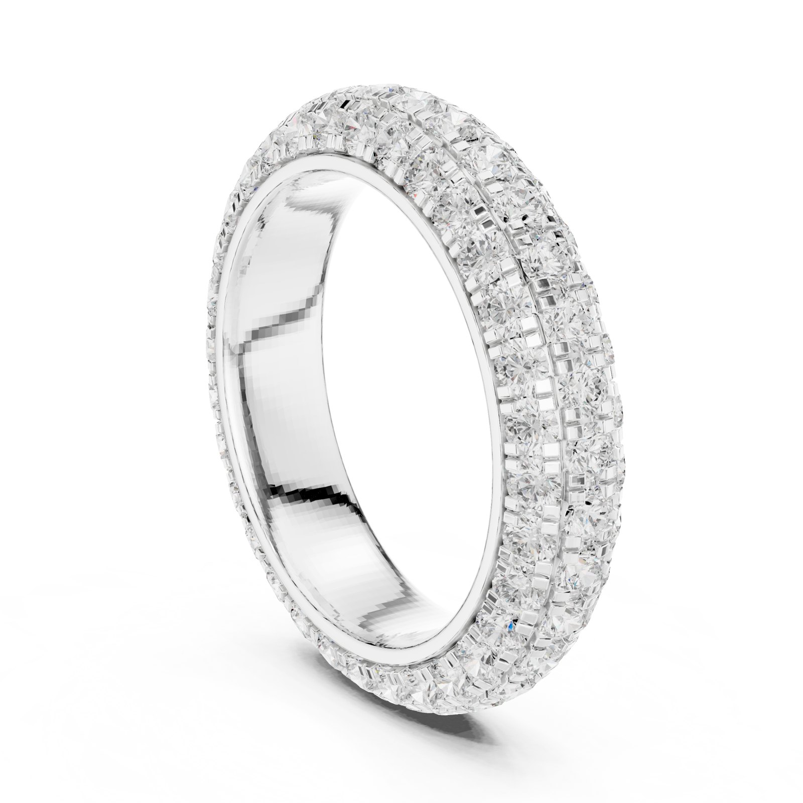 Ioana Domed Micro Pavé Triple Row Eternity Band in white gold