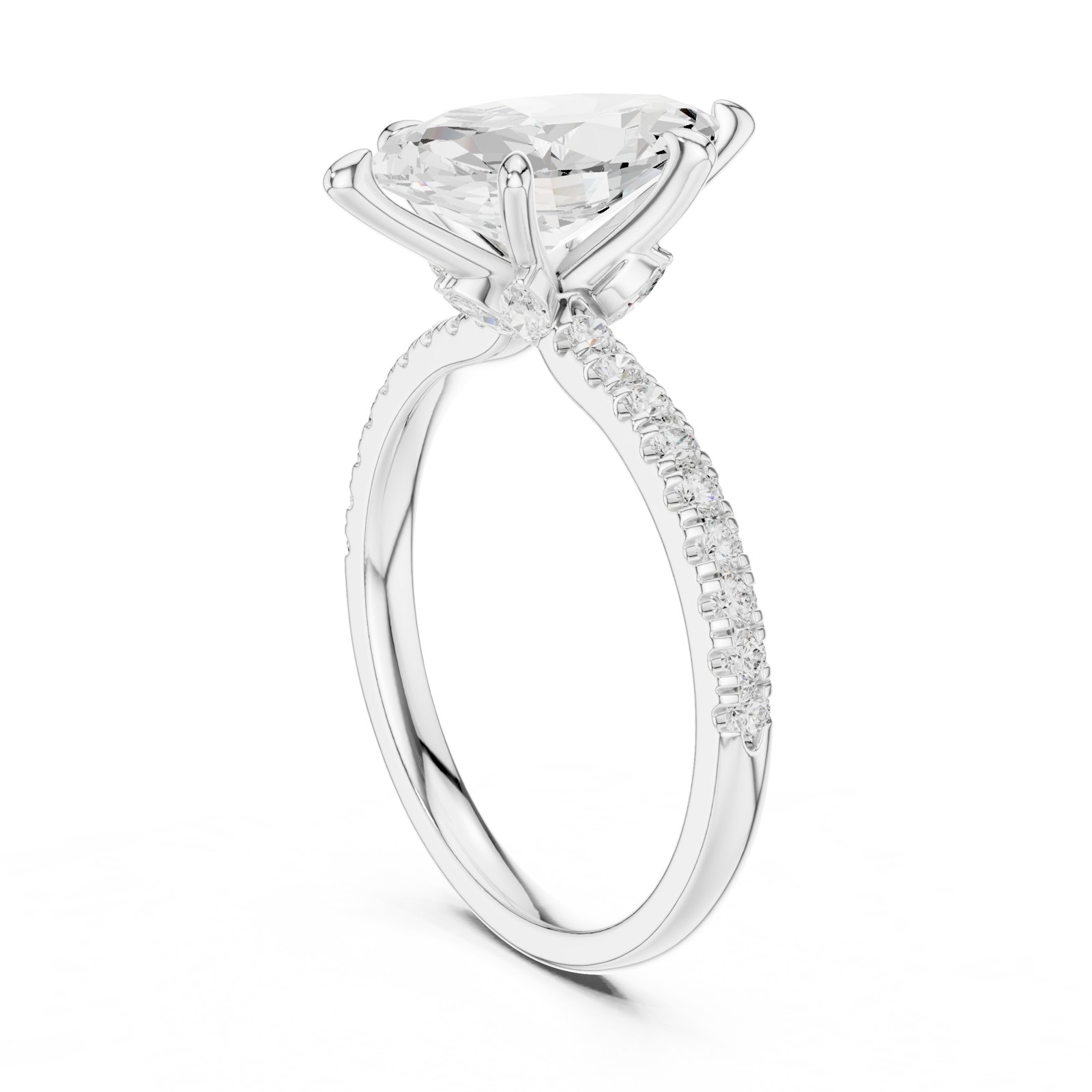 Fae Marquise Twist Pavé Engagement Ring in white gold