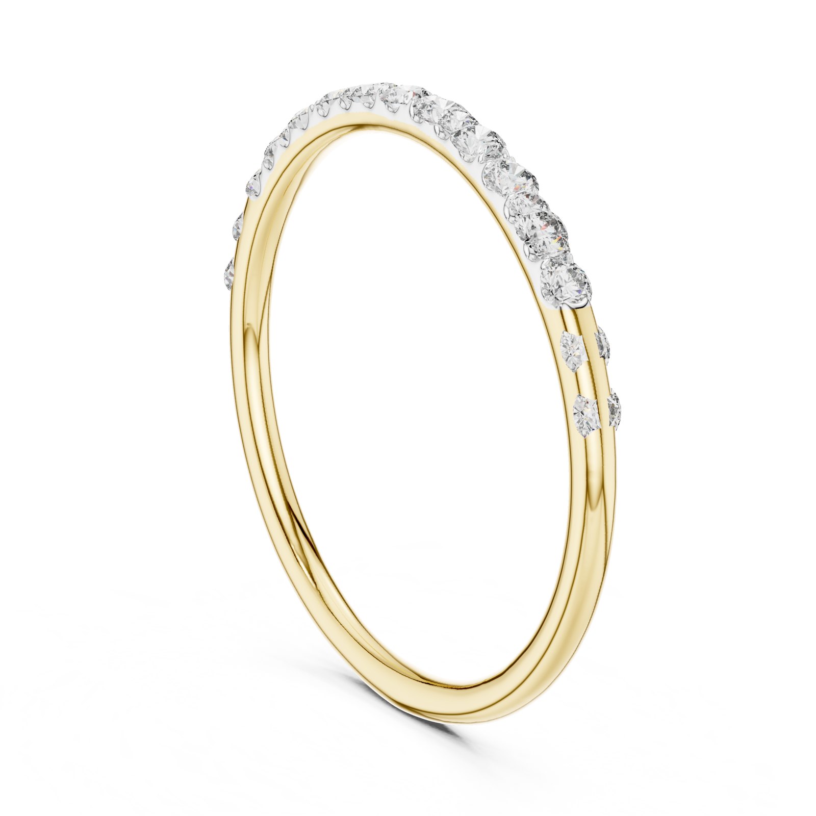 Asha Slim Graduated Pavé Half Eternity Band in yellow gold