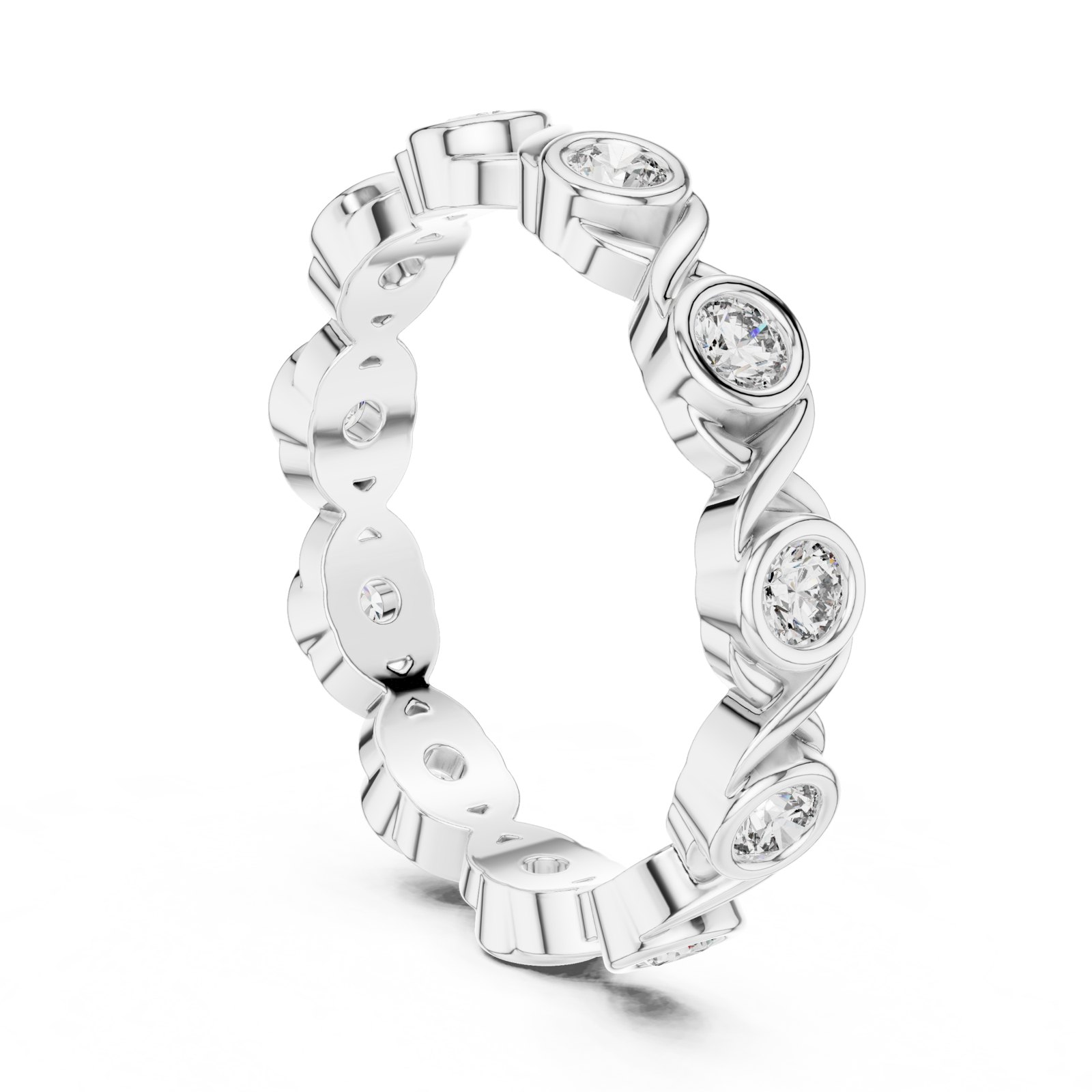 Rufina Twisted Bezel Station Eternity Band in white gold