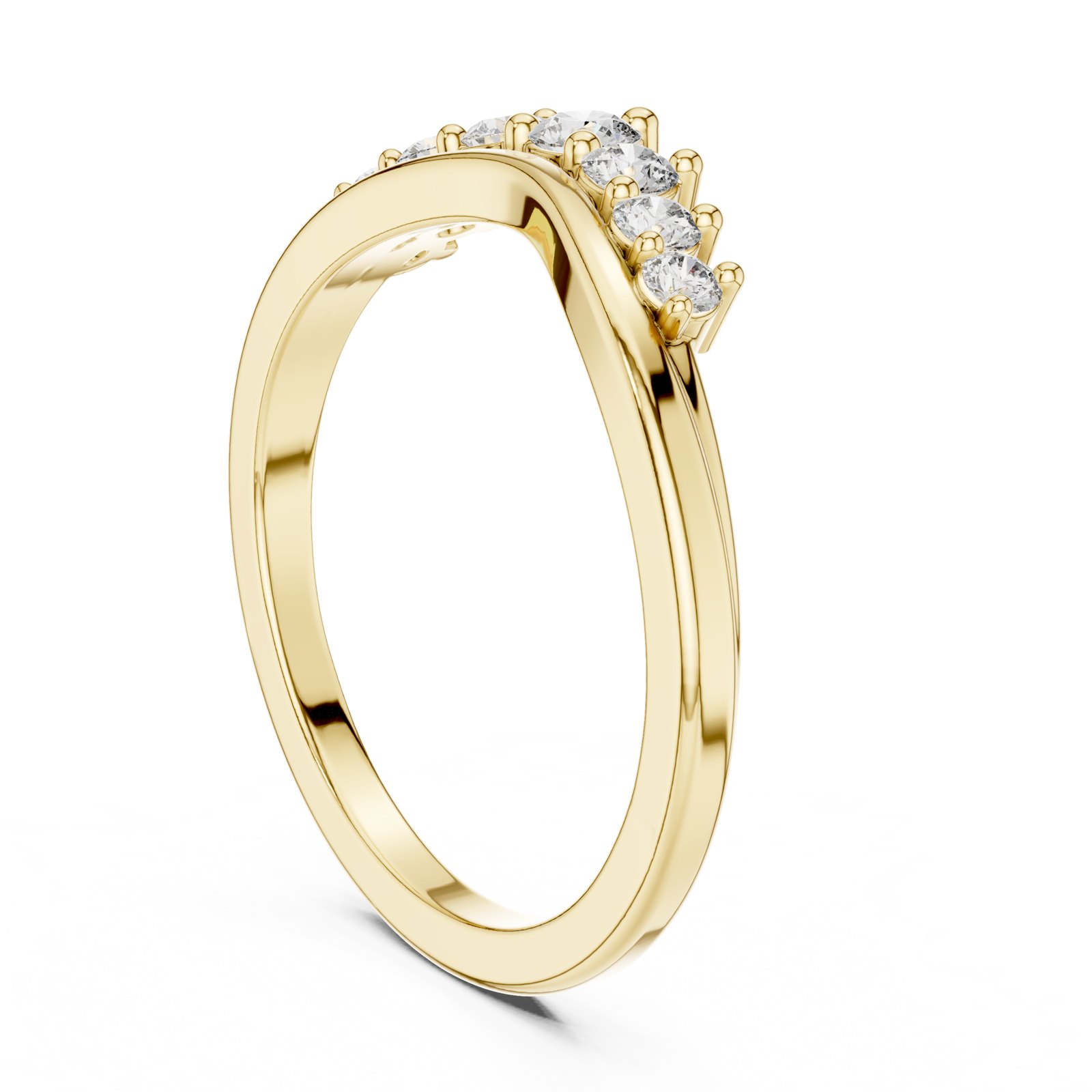Azura Contour Wedding Band with Graduated Diamond Crown in yellow gold