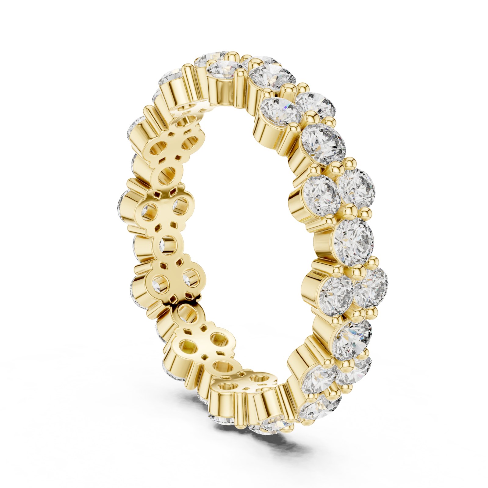 Hella Round Diamond Cluster Eternity Band in yellow gold