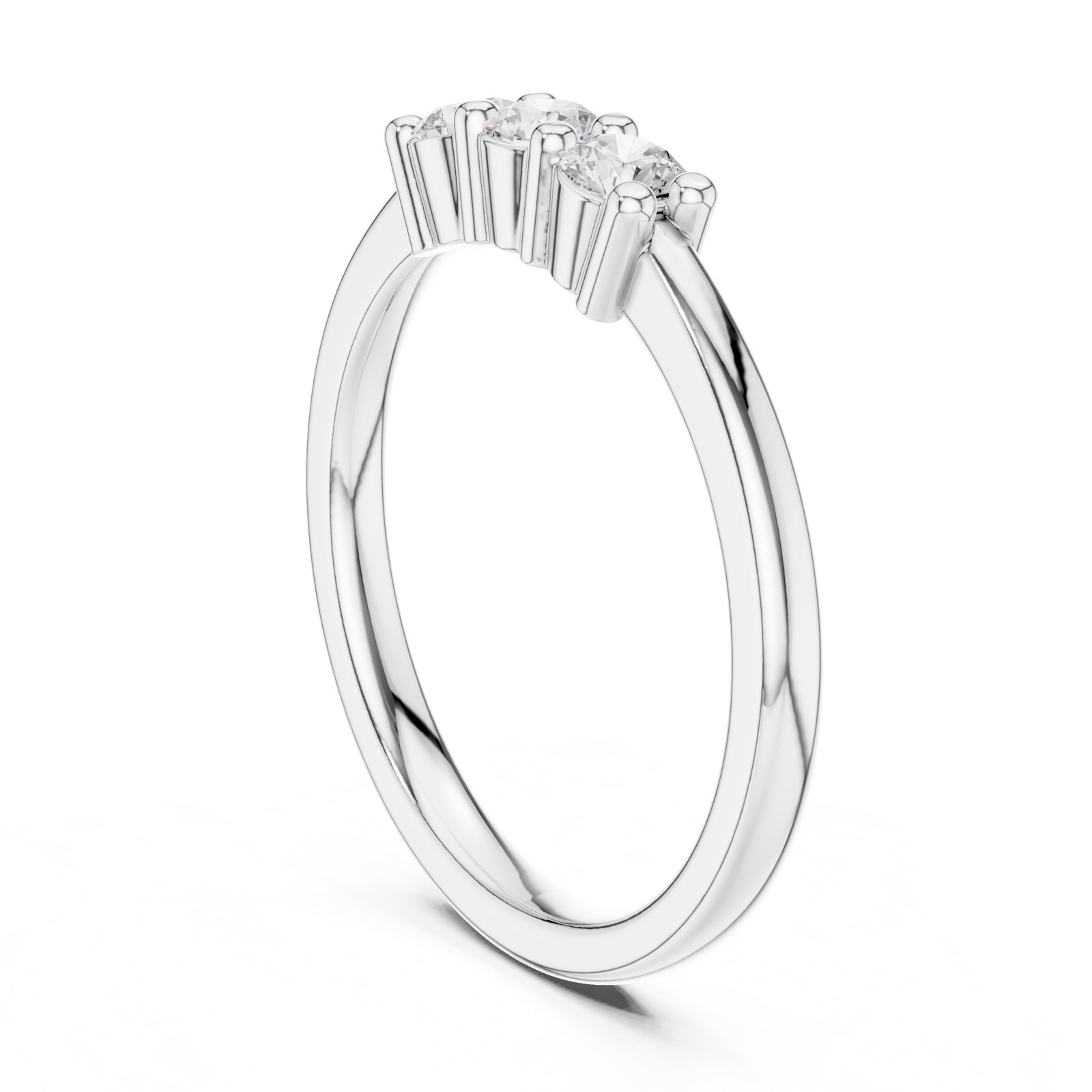 Hellevi Petite Round Three Stone Engagement Ring in white gold