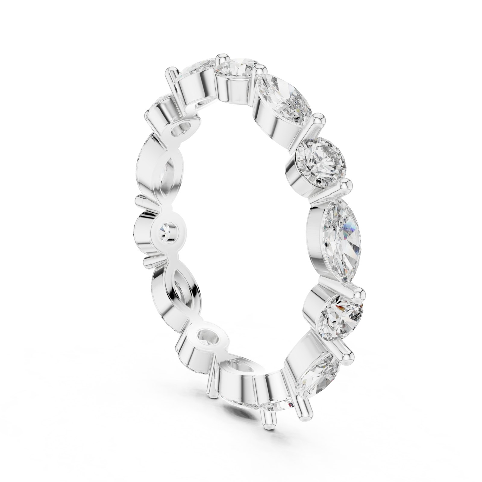 Jasmina Marquise and Round Alternating Eternity Band in white gold