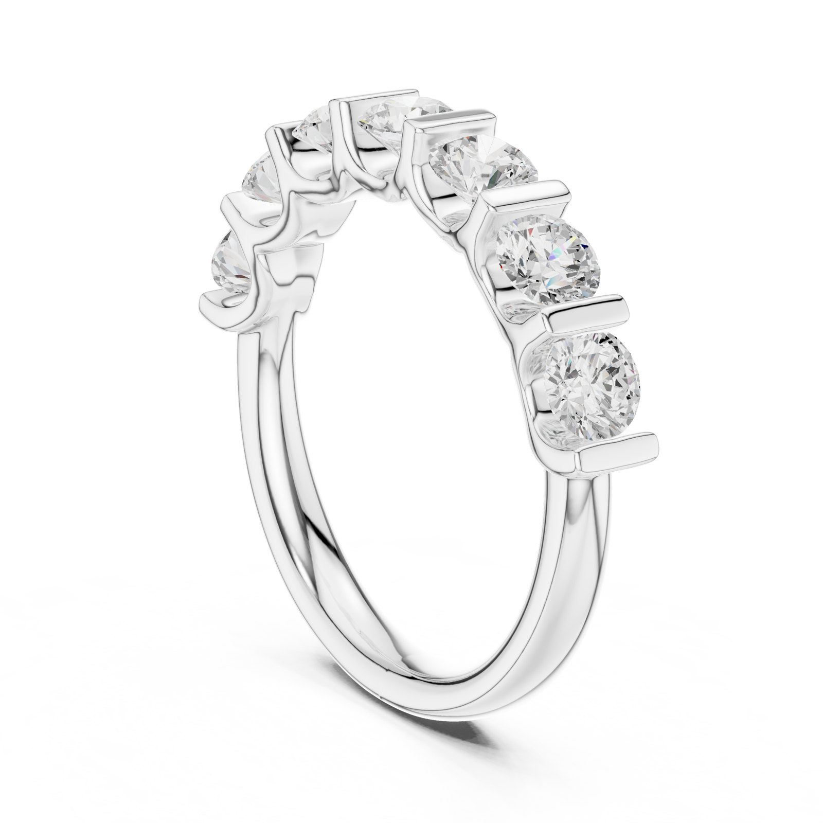 Amira Bar Set Round Half Eternity Band in white gold