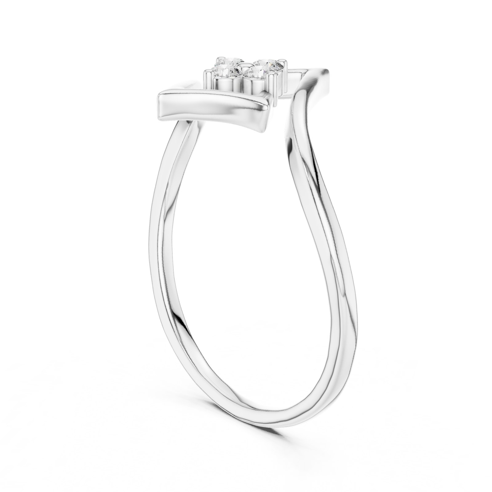Shona Geometric Bypass Diamond Cluster Fashion Ring in white gold
