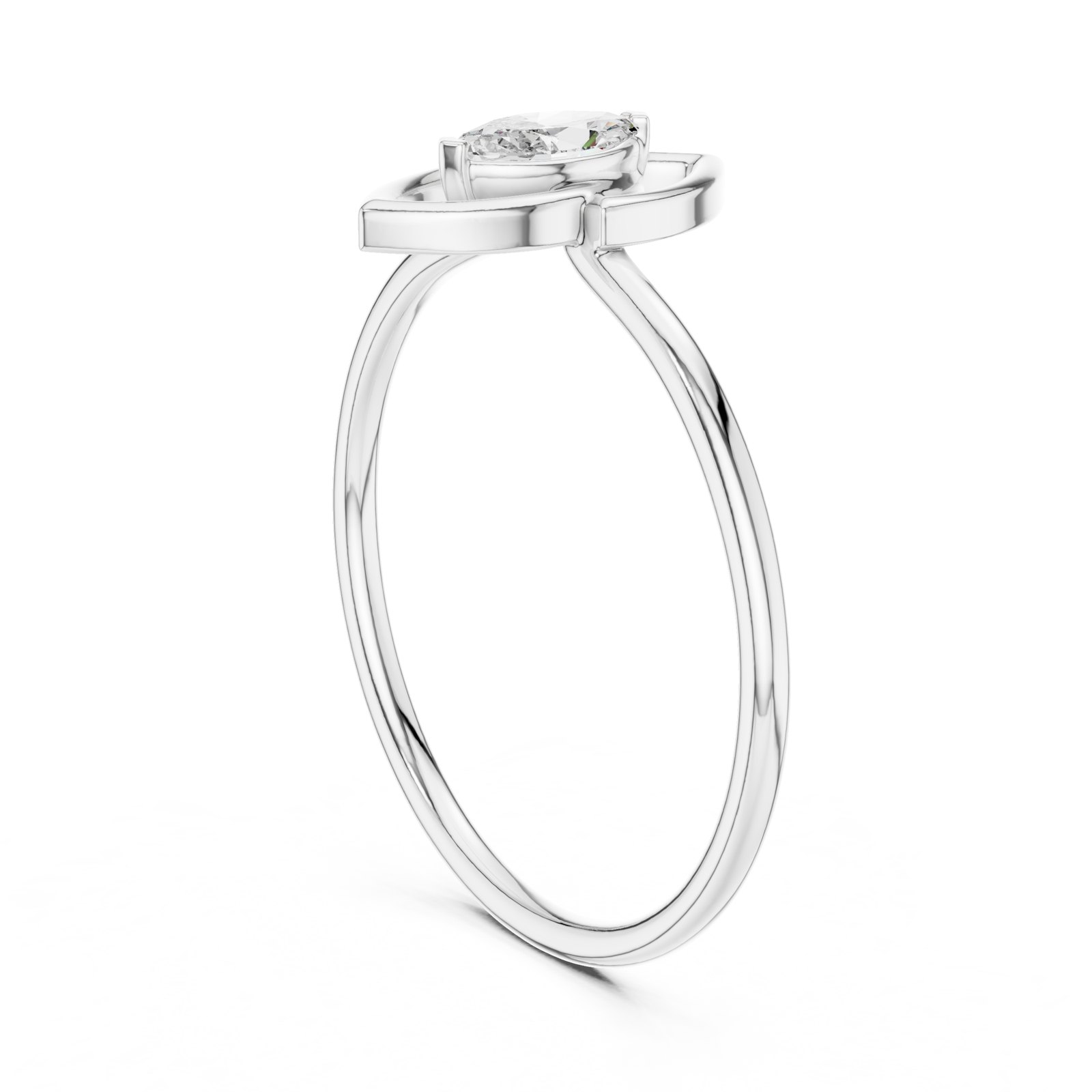 Selina Marquise Leaf Outline Ring in white gold