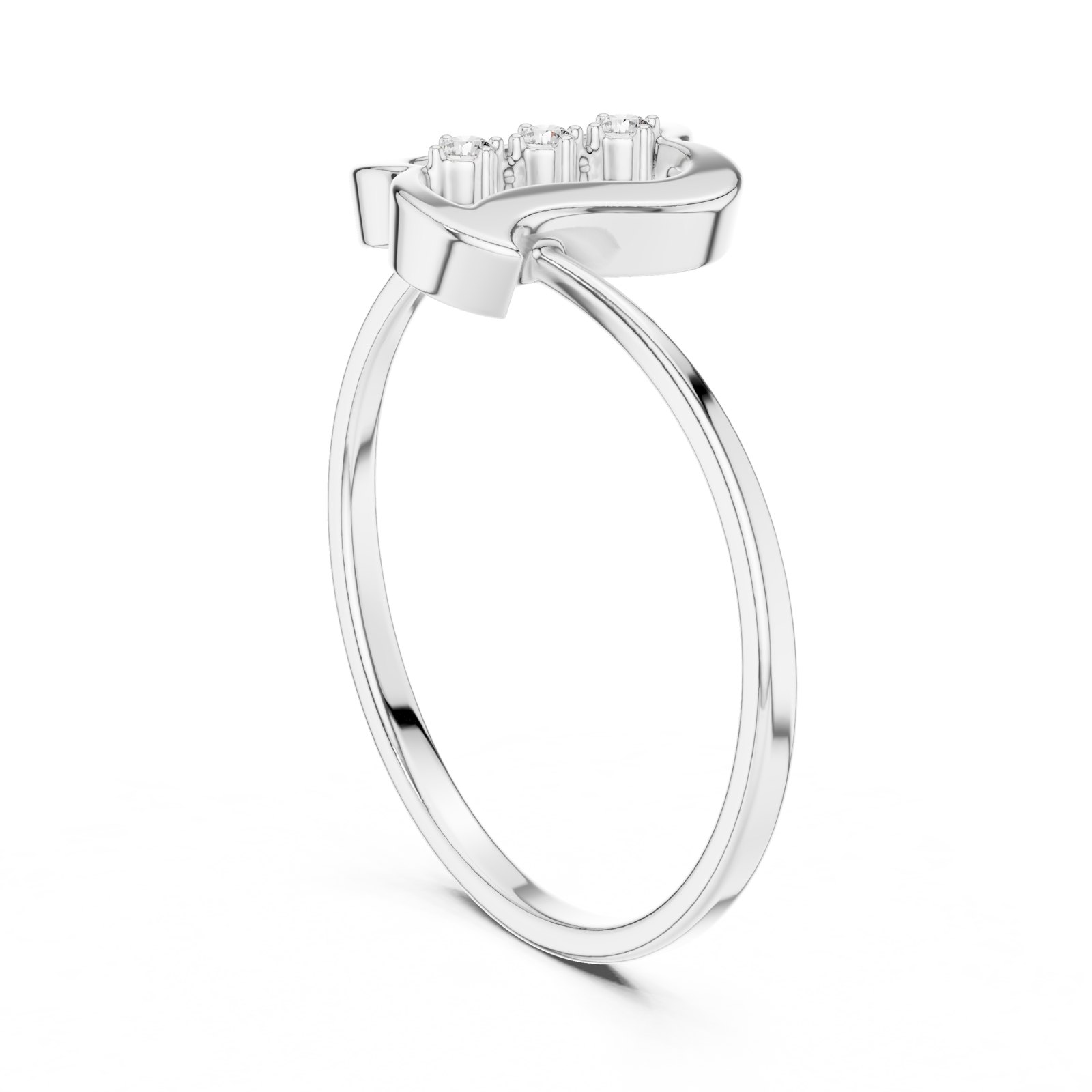 Alisia Open Wave Frame Diamond Fashion Ring in white gold