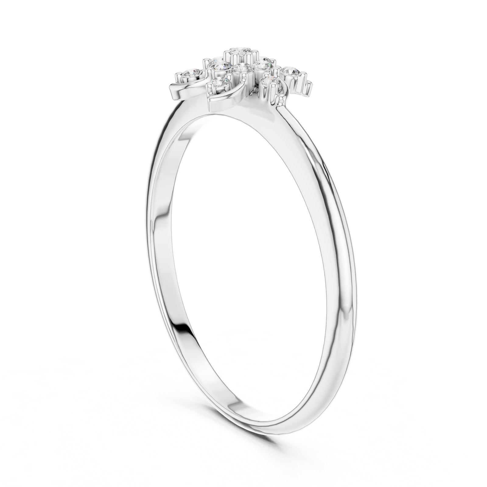 Aurelie Wildflower Diamond Cluster Ring with Curled Petals in white gold