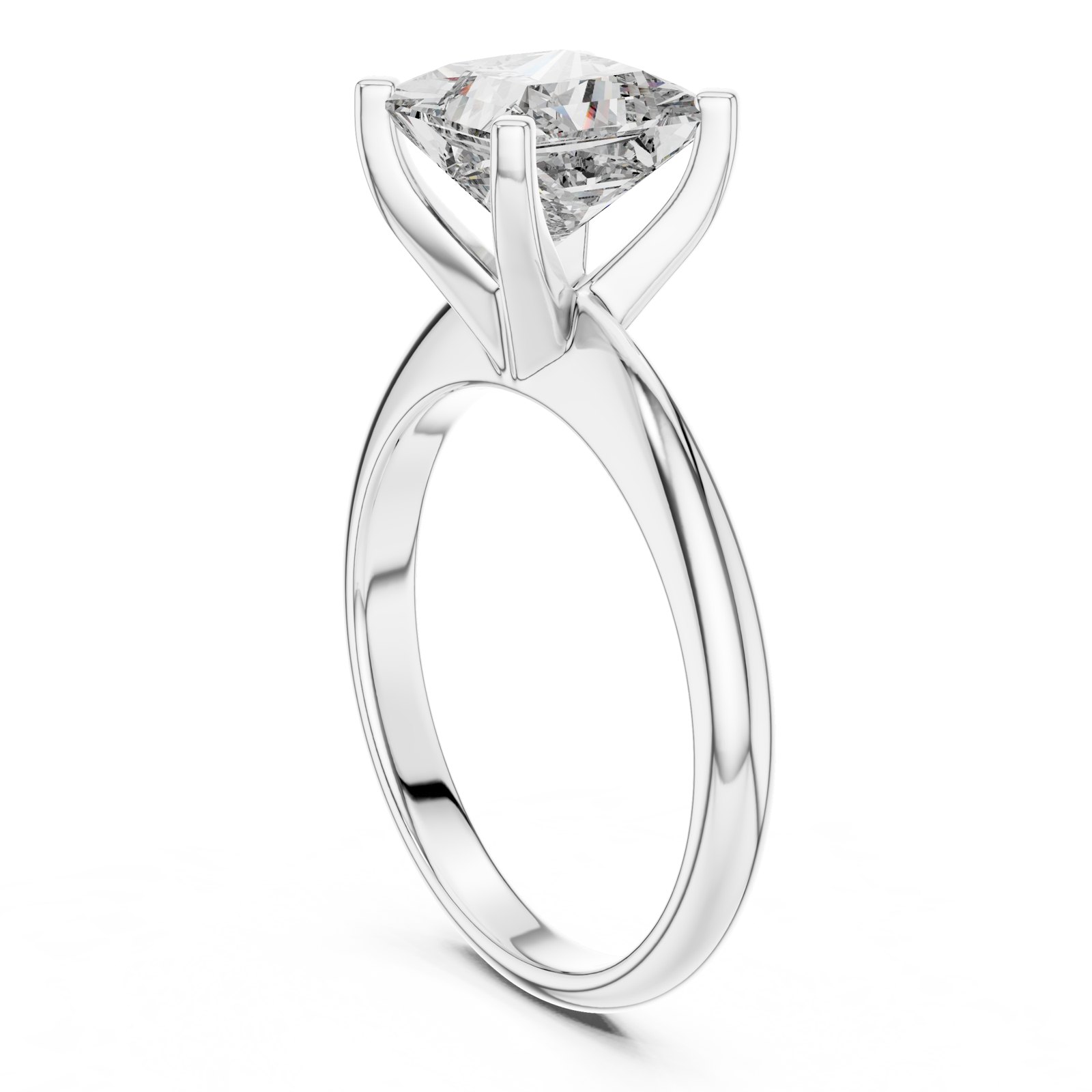 Aitana Princess Cut Tapered Solitaire Engagement Ring in white gold