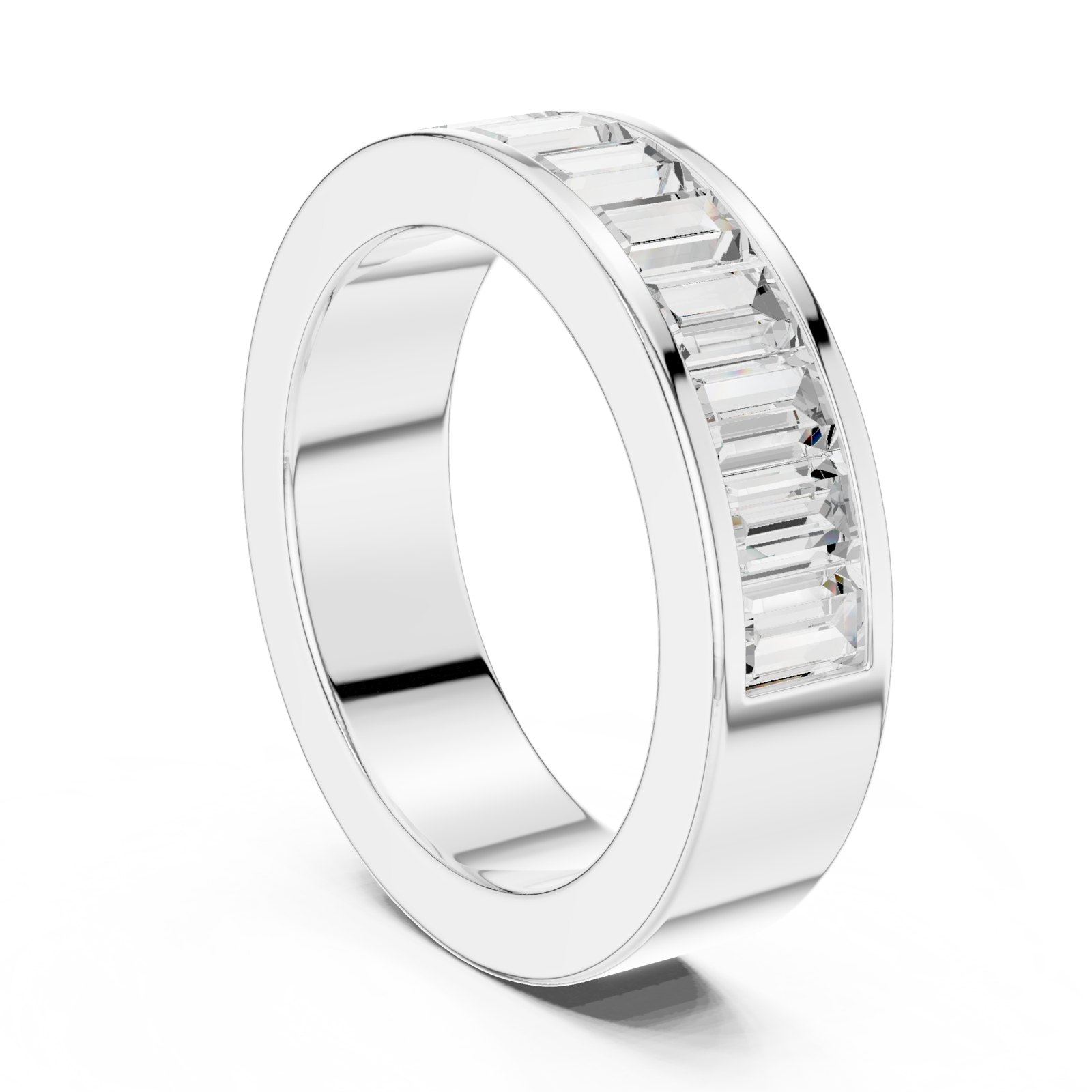 Wren Baguette Channel Set Wedding Band in white gold