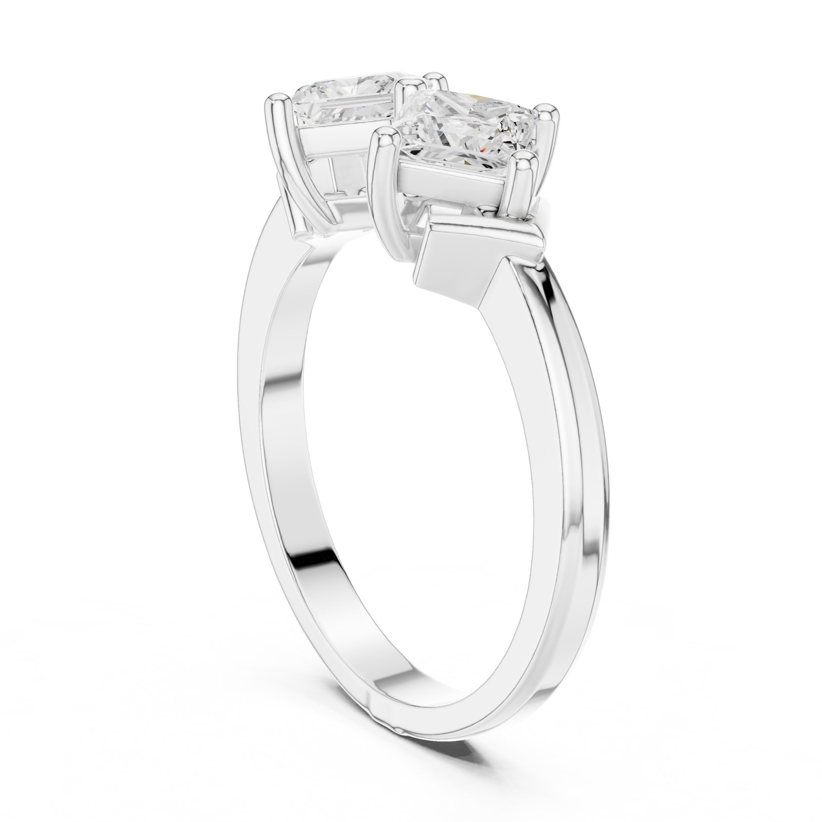 Primula Princess Cut Toi Et Moi Engagement Ring in white gold