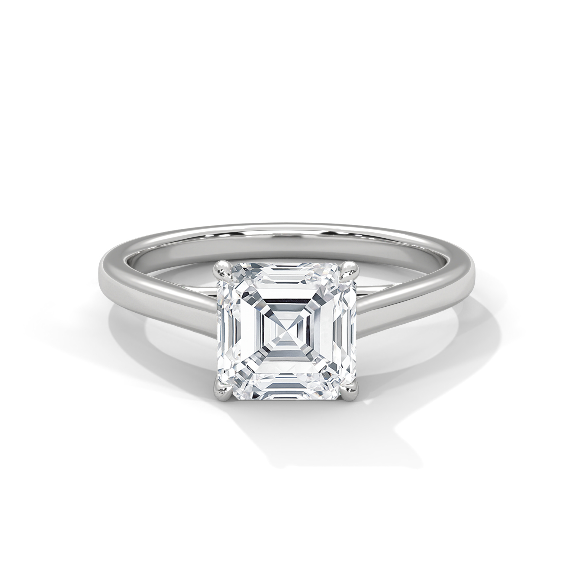 Asscher Cathedral Solitaire Ring