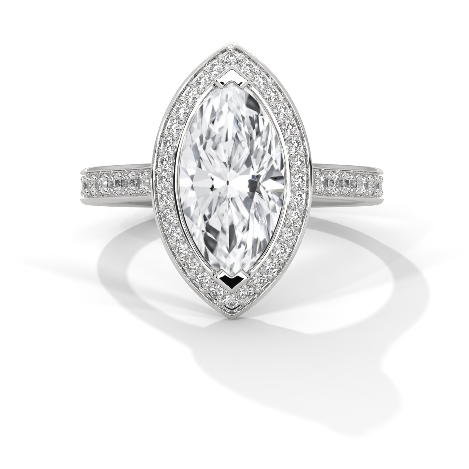 Marquise Halo Pavé Engagement Ring