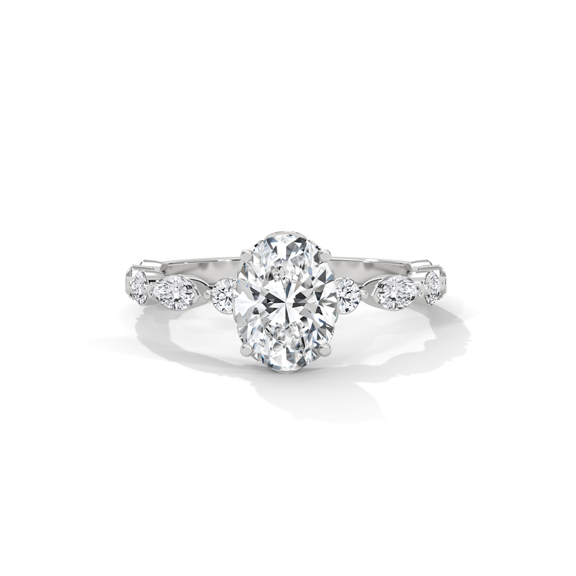 Oval Marquise Leaf Vine Ring