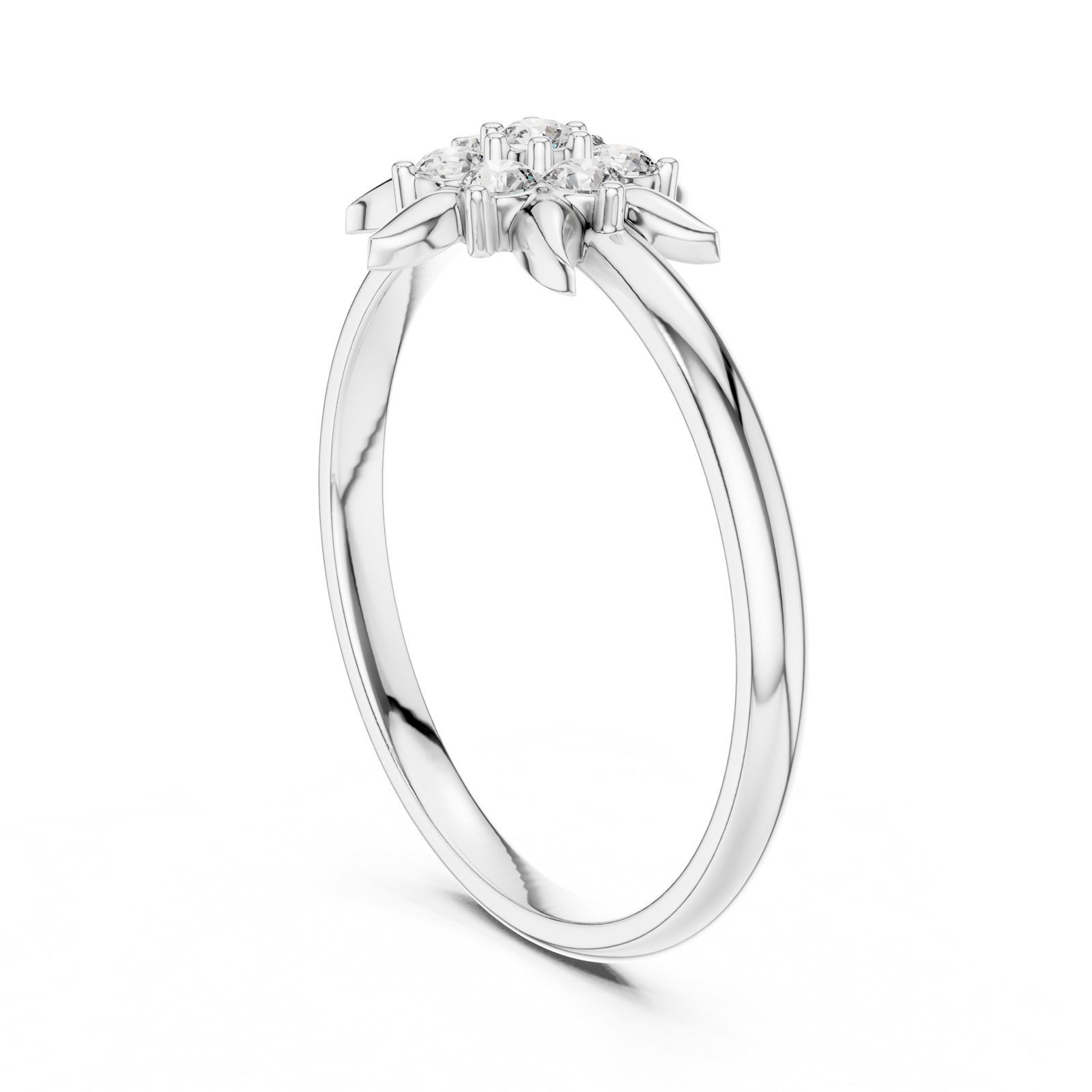 Amata Daisy Cluster Ring with Pointed Gold Petals in white gold
