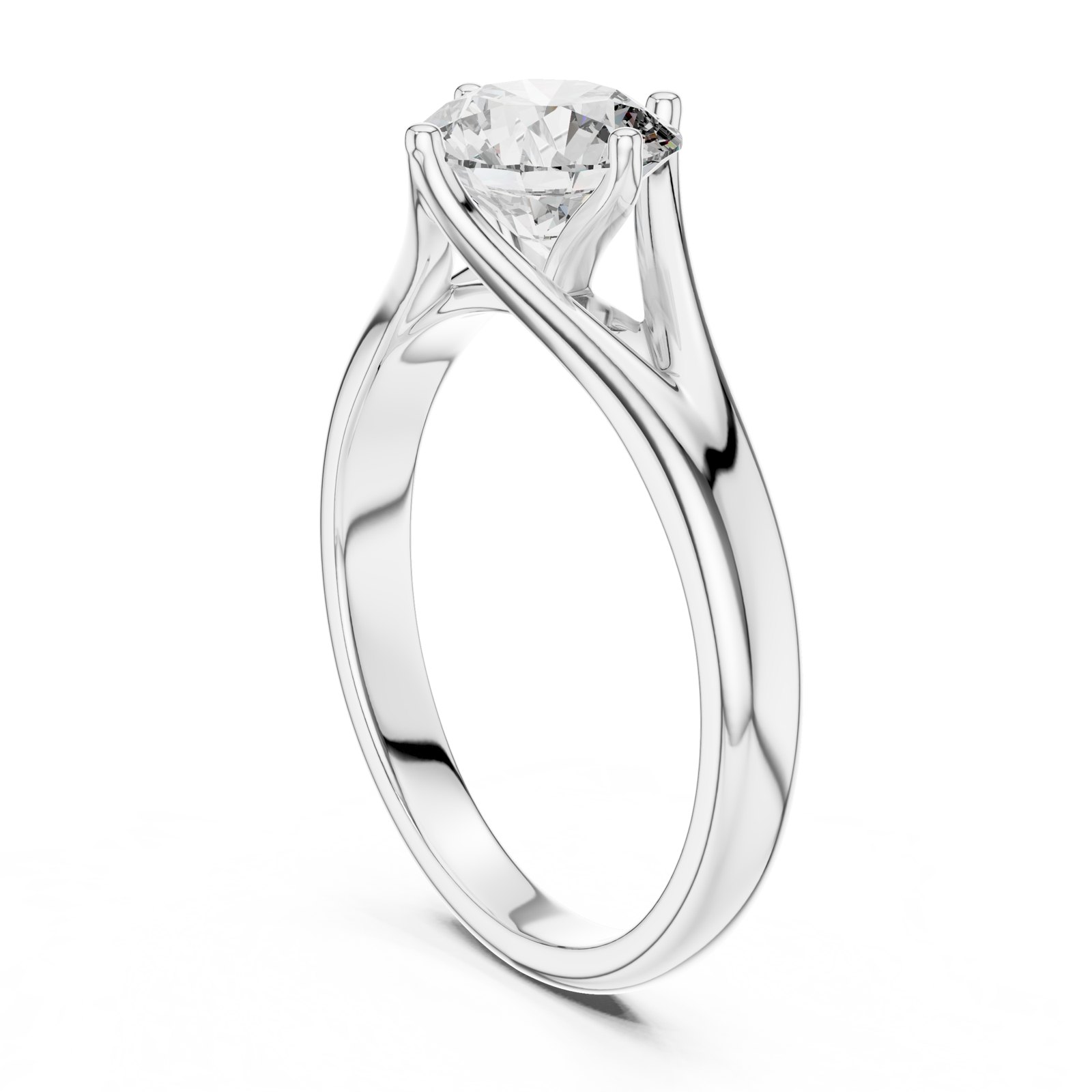 Adriana Round Cathedral Solitaire Engagement Ring in white gold