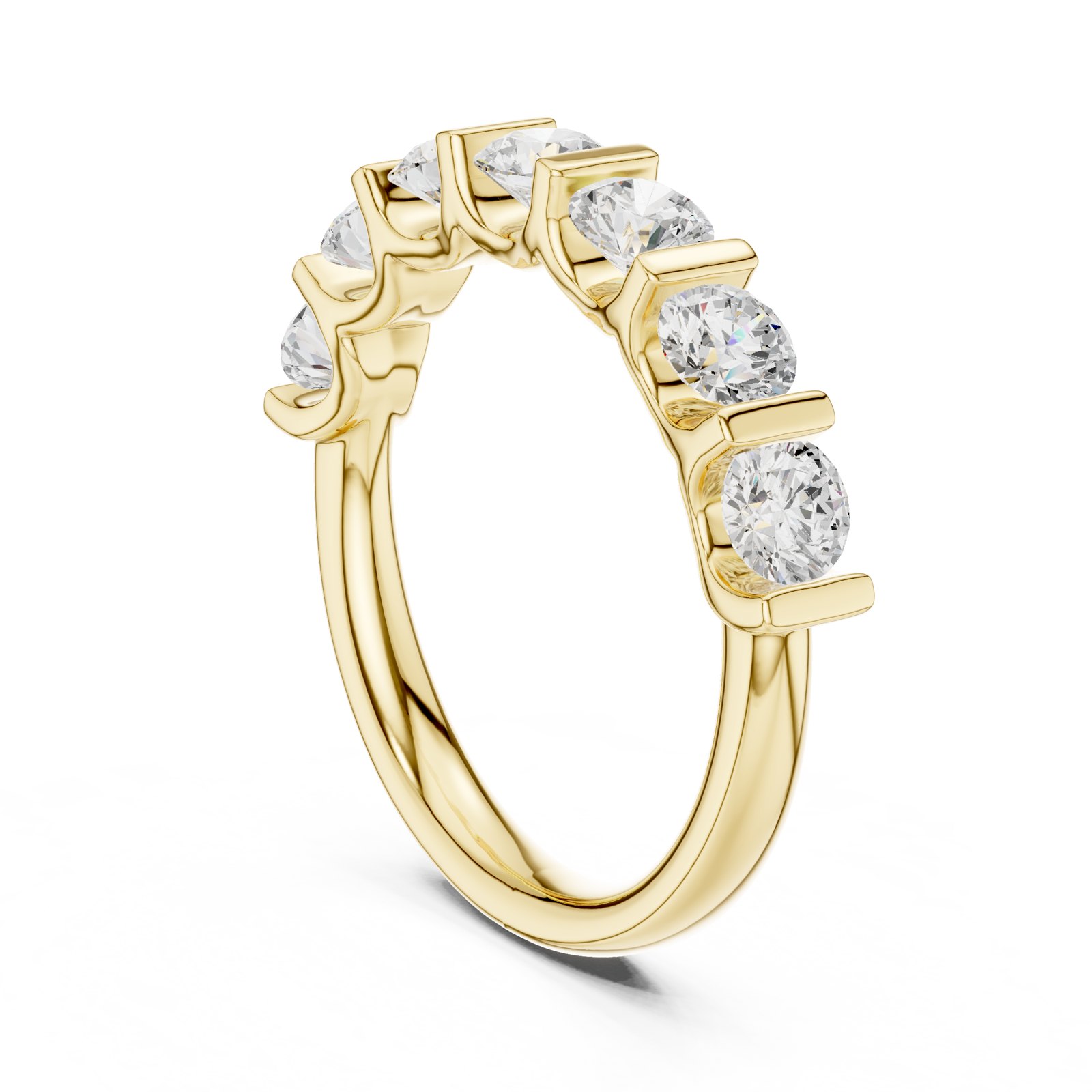 Amira Bar Set Round Half Eternity Band in yellow gold