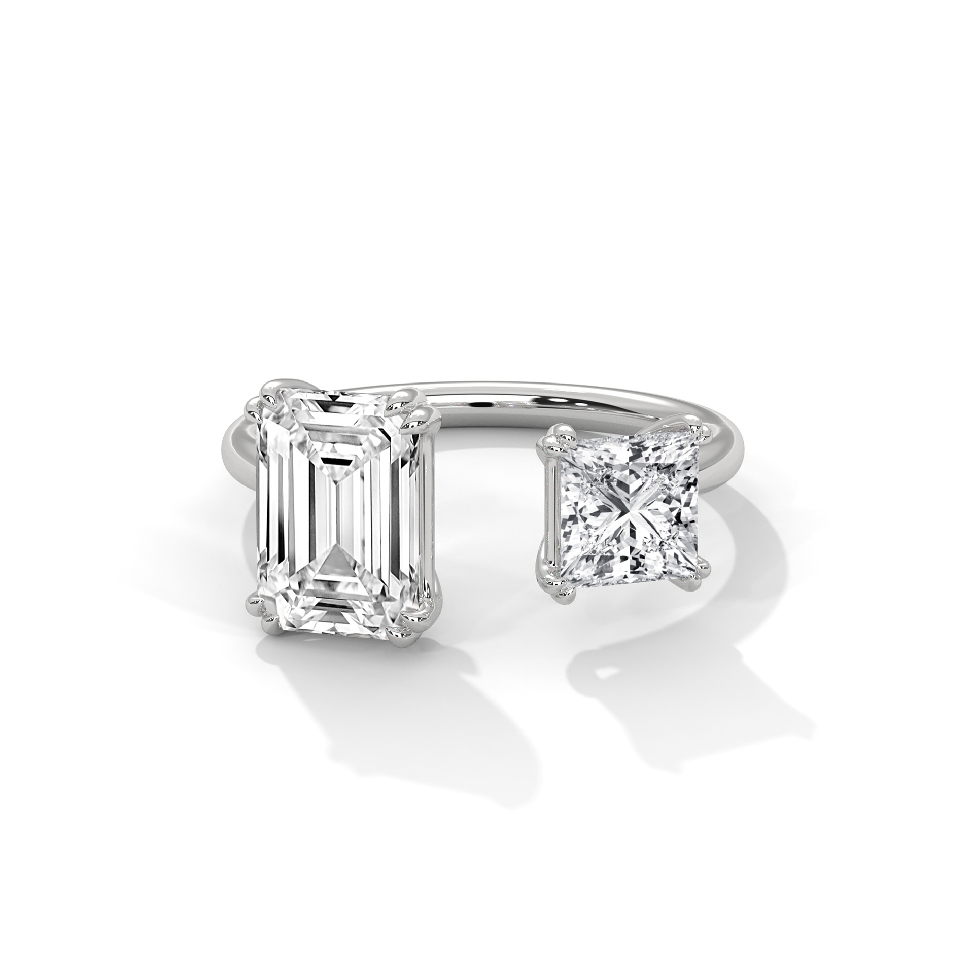 Emerald and Princess Toi et Moi Ring