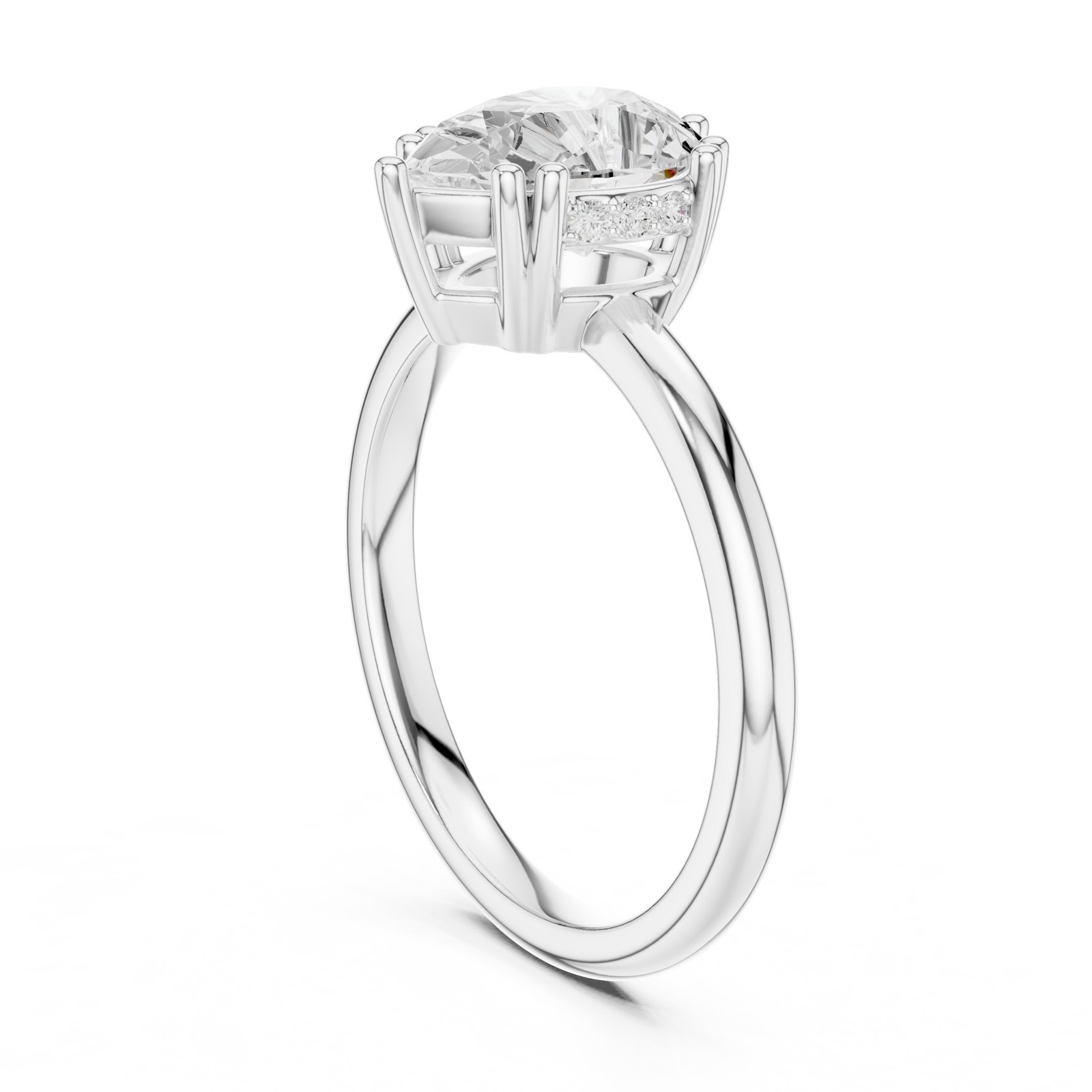 Venera Pear Double Claw Hidden Halo Engagement Ring in white gold